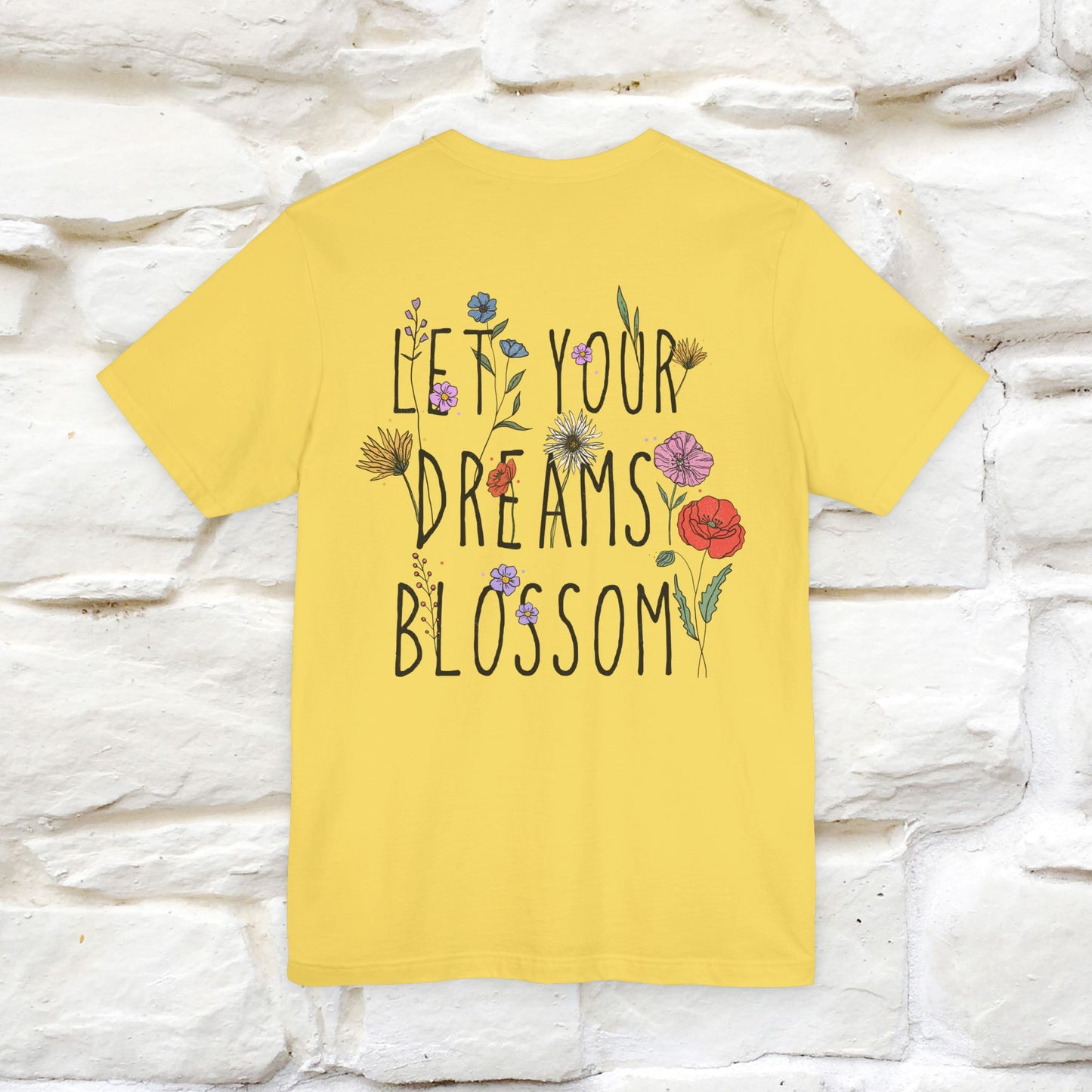 "Let Your Dreams Blossom'' Cat T-Shirt Front and Back Design | Nunu&Miao Studio