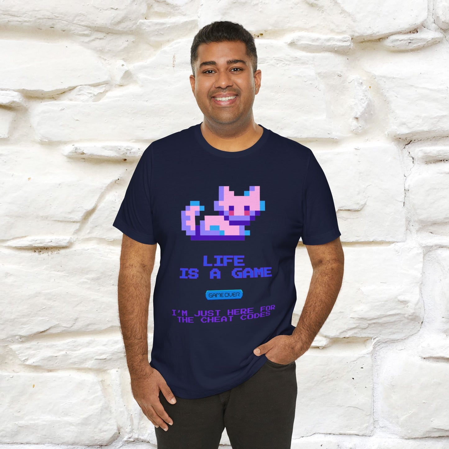 "Life Is A Game, I Am Just Here Fo The Cheat Code" Funny Cat T-Shirt for Men & Women | 100% Cotton* - Nunu&Miao Studio