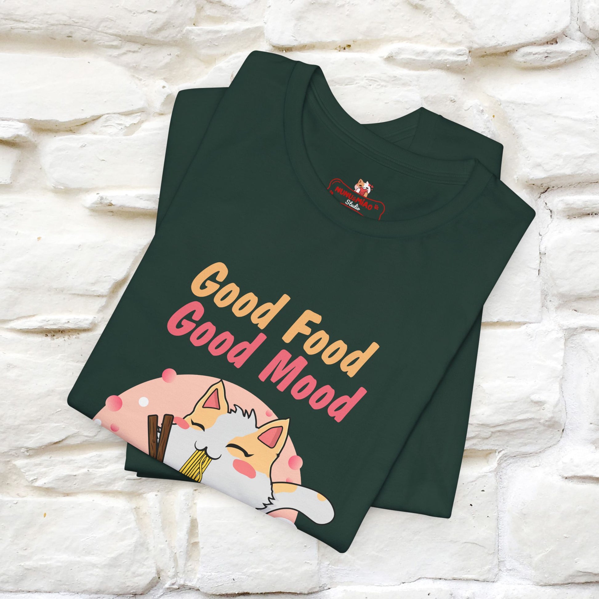 "Good Food Good Mood" Cat T-shirt for Men & Women | 100% Cotton* - Nunu&Miao Studio