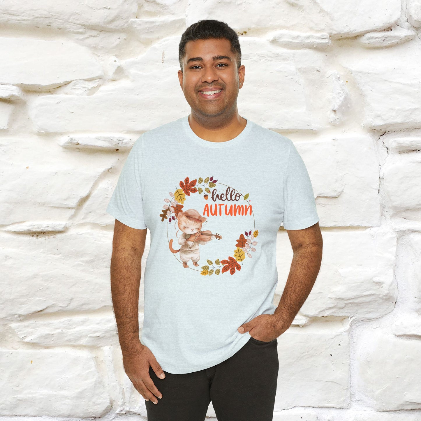 "Hello Autumn" Cat T-Shirt for Men & Women | 100% Cotton* | Cozy Fall Fashion - Nunu&Miao Studio
