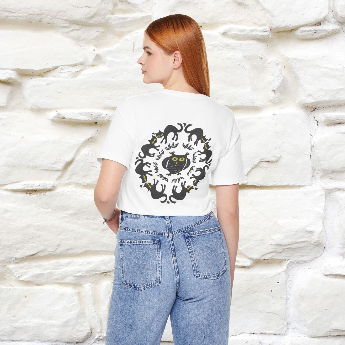 ''Black Cat Circle'' Cat T-Shirt Front and Back Design | Nunu&Miao Studio