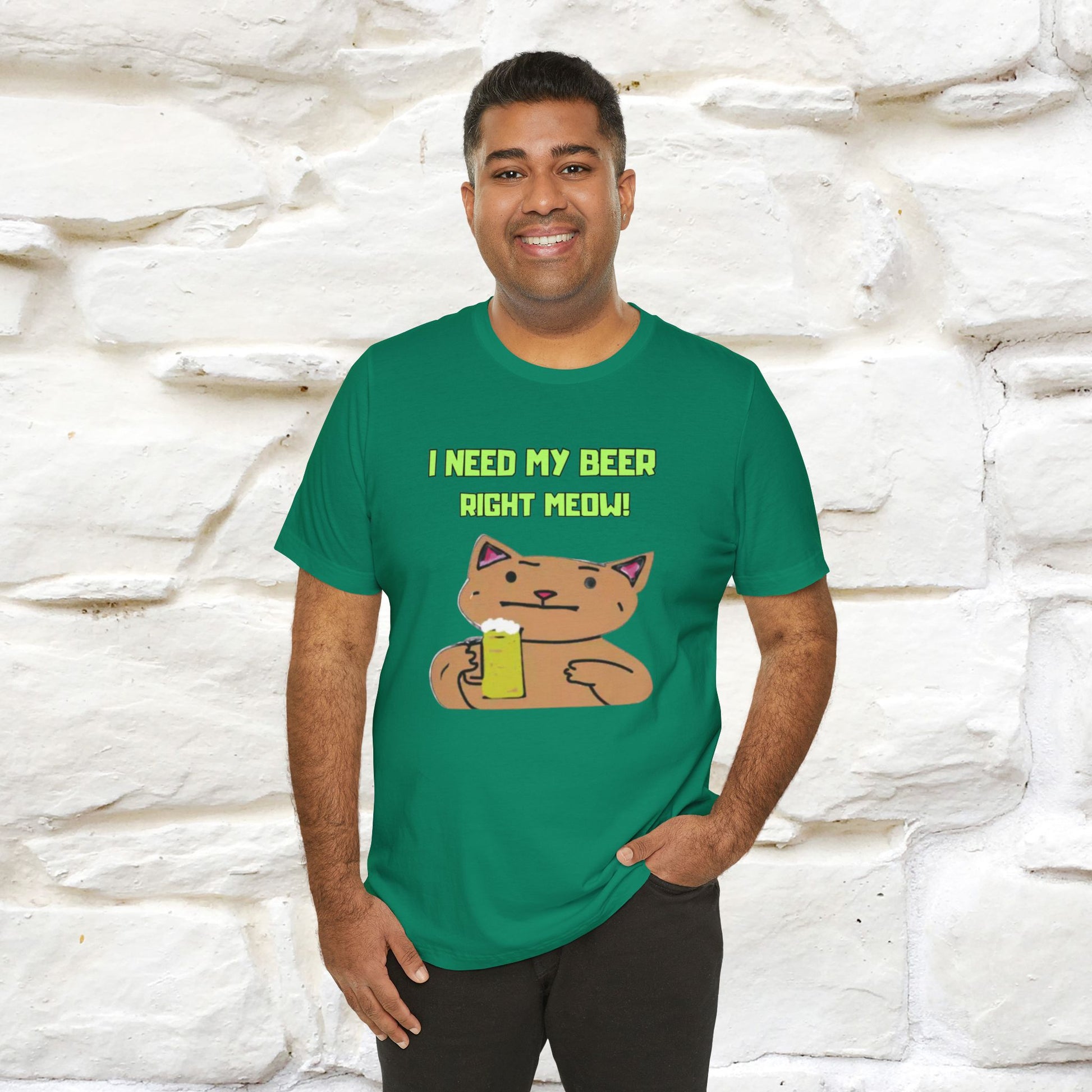 "I Need My Beer Right Meow!" Cat  T-shirt |Nunu&Miao Studio - Nunu&Miao Studio