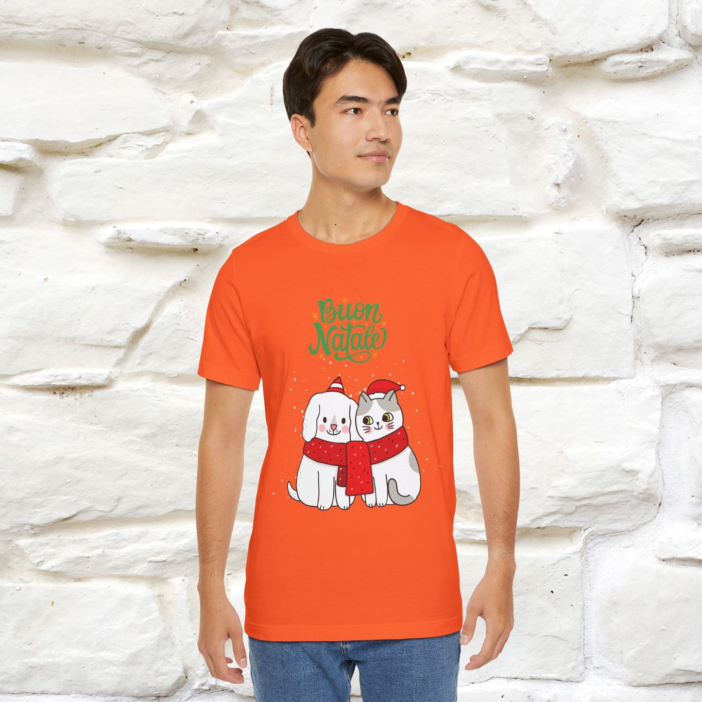 ''Buon Natale Cat and Dog'' Christmas T-shirt | Nunu&Miao Studio - Nunu&Miao Studio
