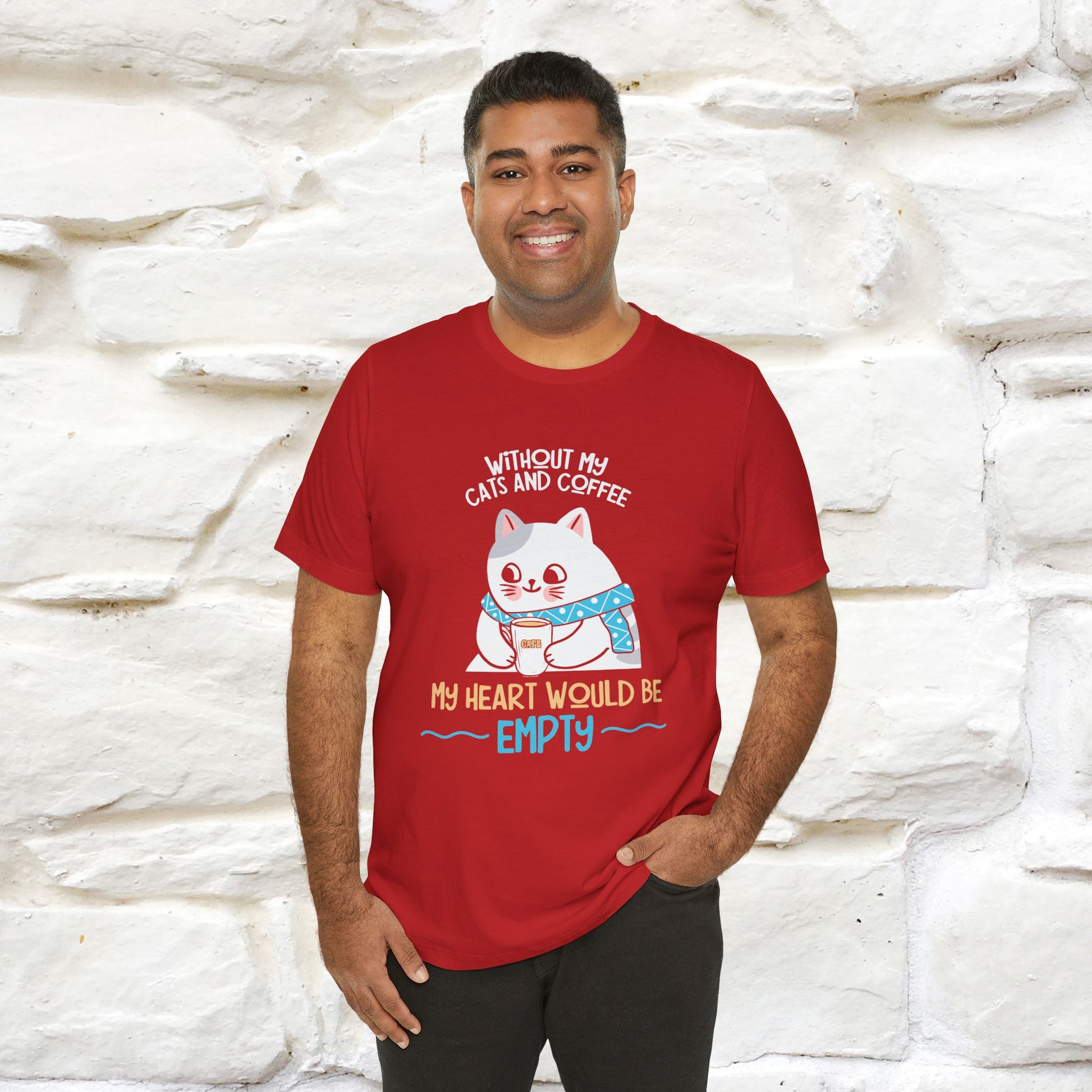 "Without My Cats and Coffee, My Heart Would Be Empty" Cat T-shirt | Nunu&Miao Studio - Nunu&Miao Studio