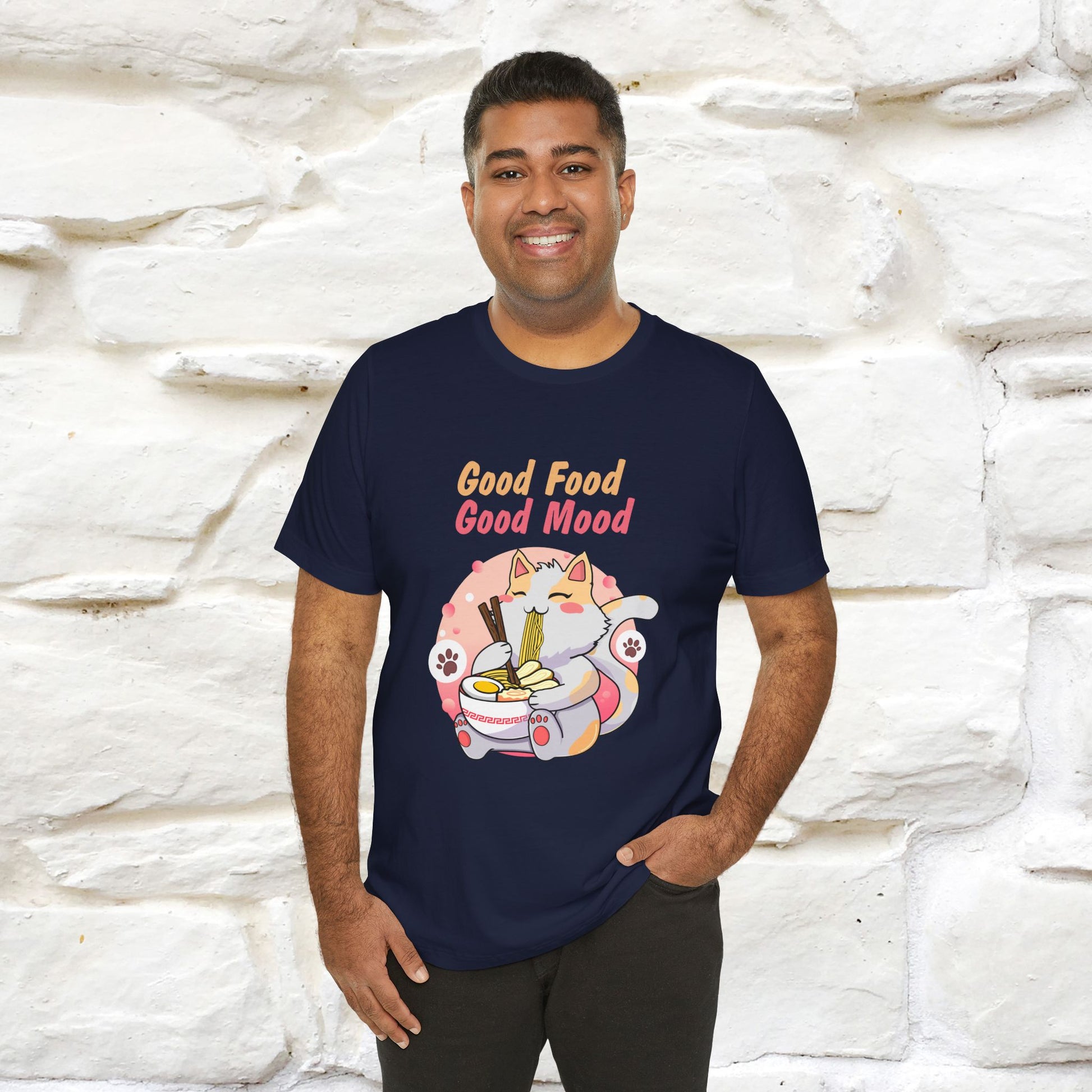 "Good Food Good Mood" Cat T-shirt for Men & Women | 100% Cotton* - Nunu&Miao Studio