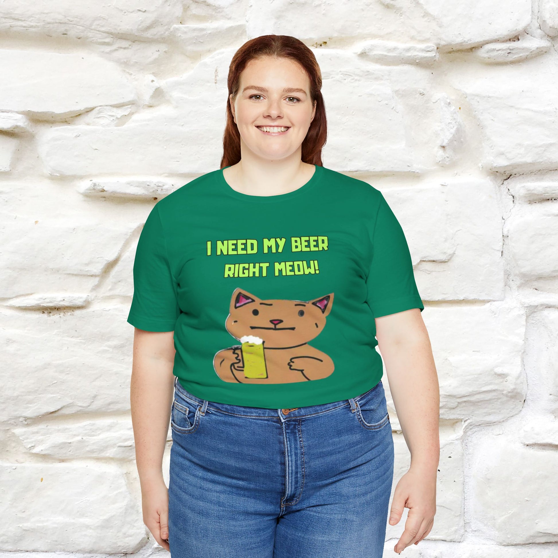 "I Need My Beer Right Meow!" Cat  T-shirt |Nunu&Miao Studio - Nunu&Miao Studio