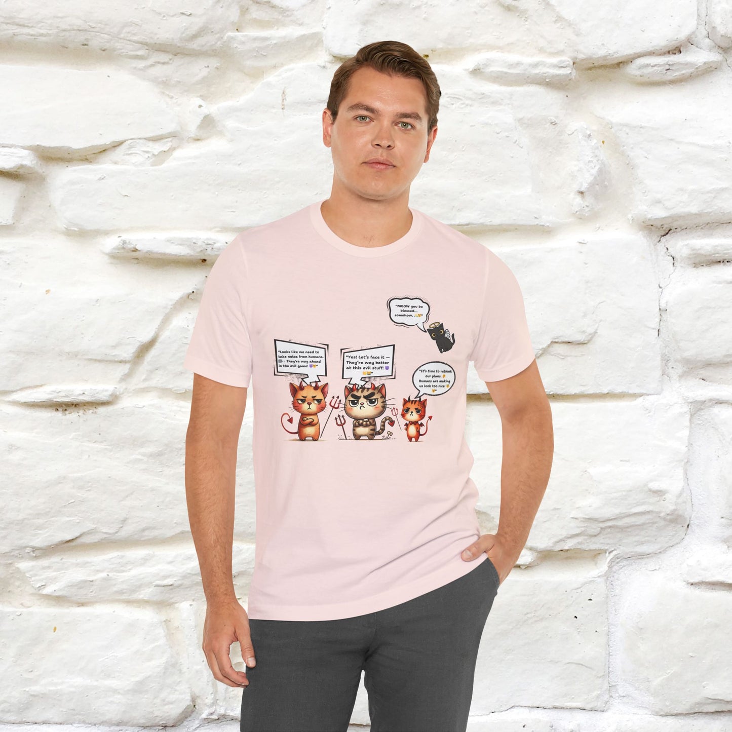 "Humans Are Way Ahead In The Evil Game! 😈😼" Cat T-shirt |Nunu&Miao Studio