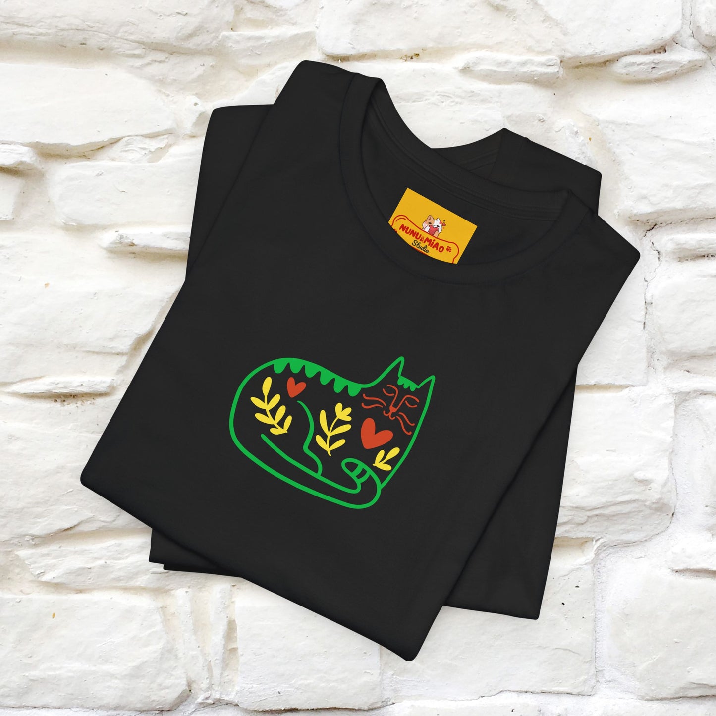 ''Floral Abstract'' Cat T-Shirt Front and Back Design | Nunu&Miao Studio
