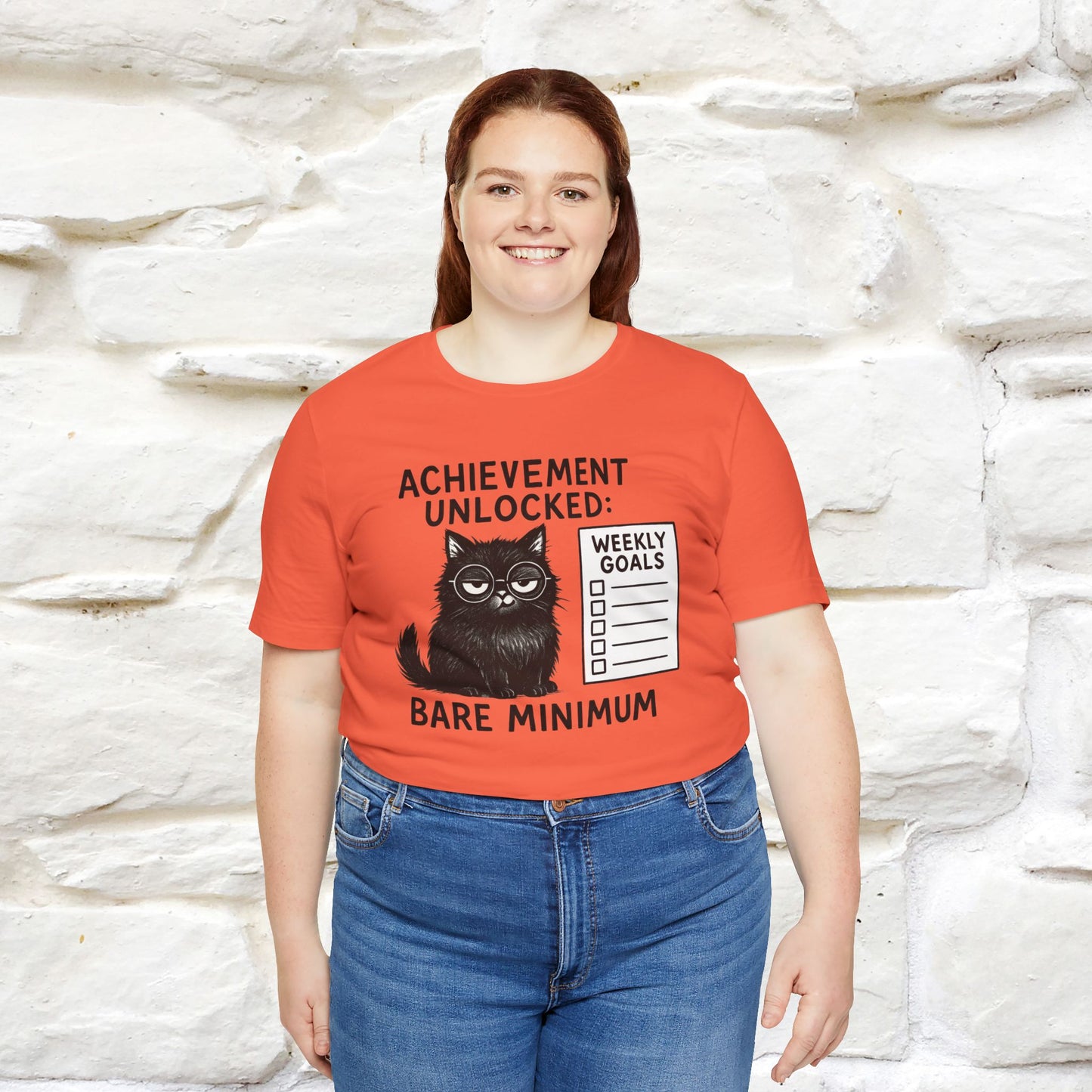 "Achievement Unlocked Bare Minimum." |Cat T-Shirt | Nunu&Miao Studio