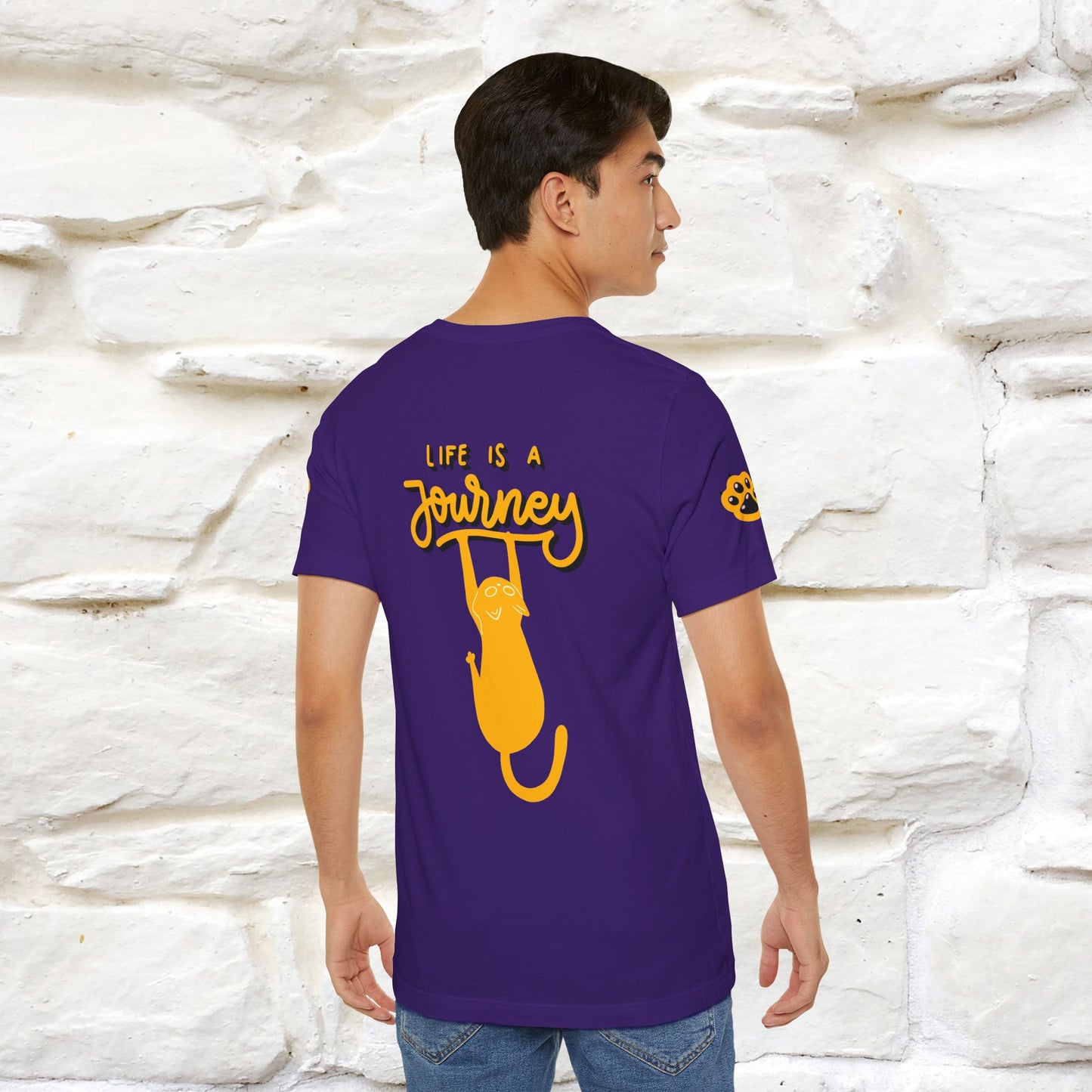"Life Is A Journey'' Cat T-Shirt | Front & Back Design | Nunu&Miao Studio