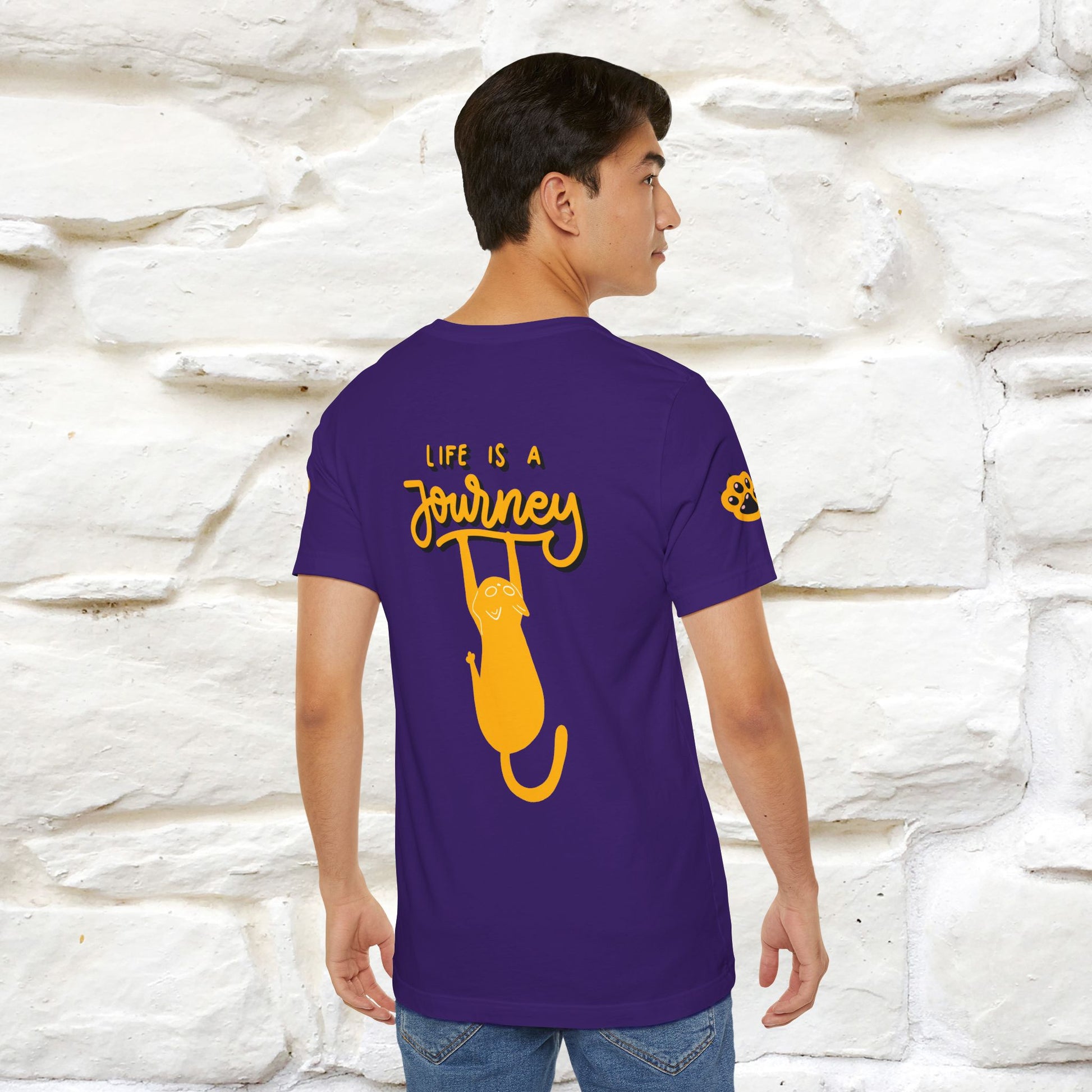 "Life Is A Journey'' Cat T-Shirt | Front & Back Design | Nunu&Miao Studio - Nunu&Miao Studio