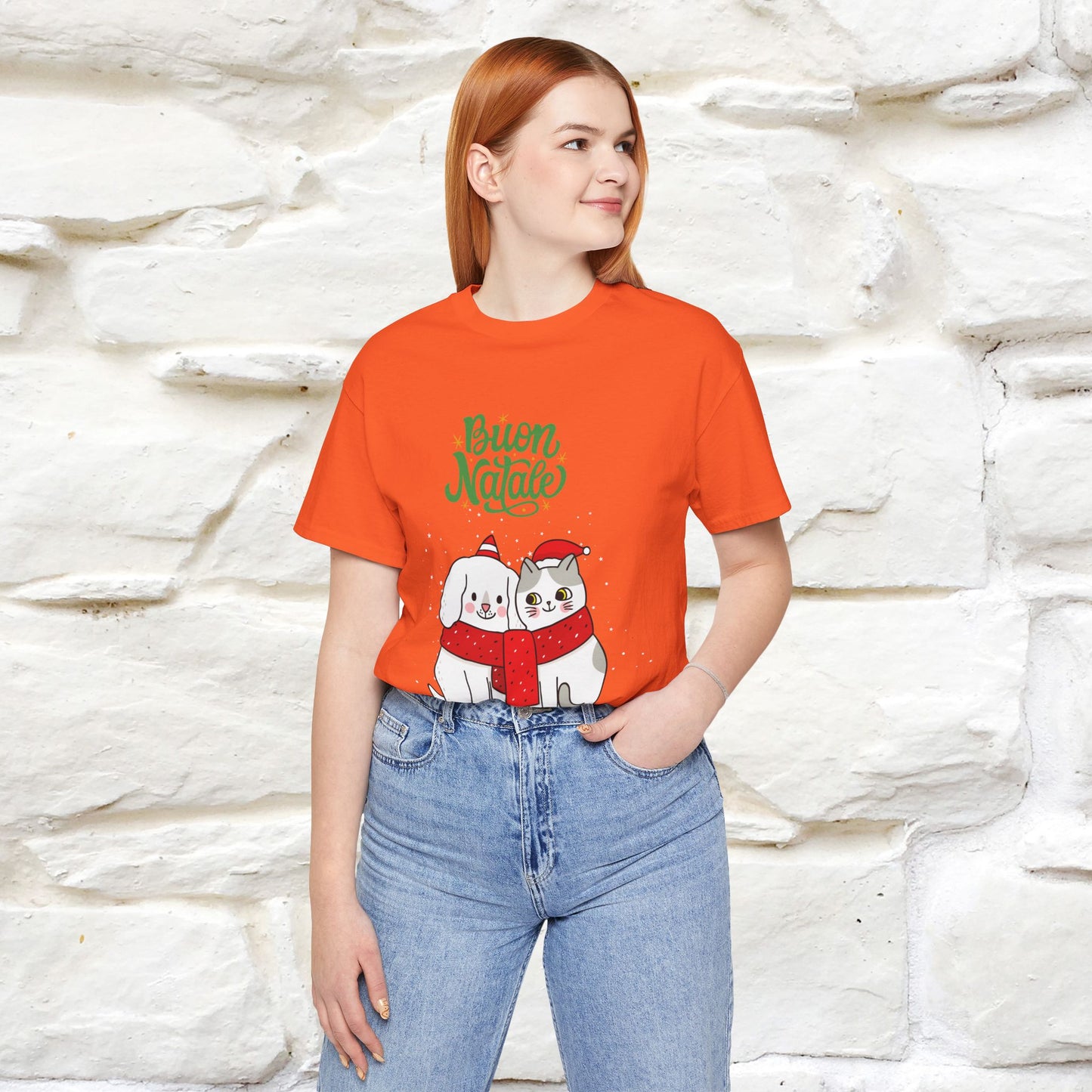 ''Buon Natale Cat and Dog'' Christmas T-shirt | Nunu&Miao Studio - Nunu&Miao Studio