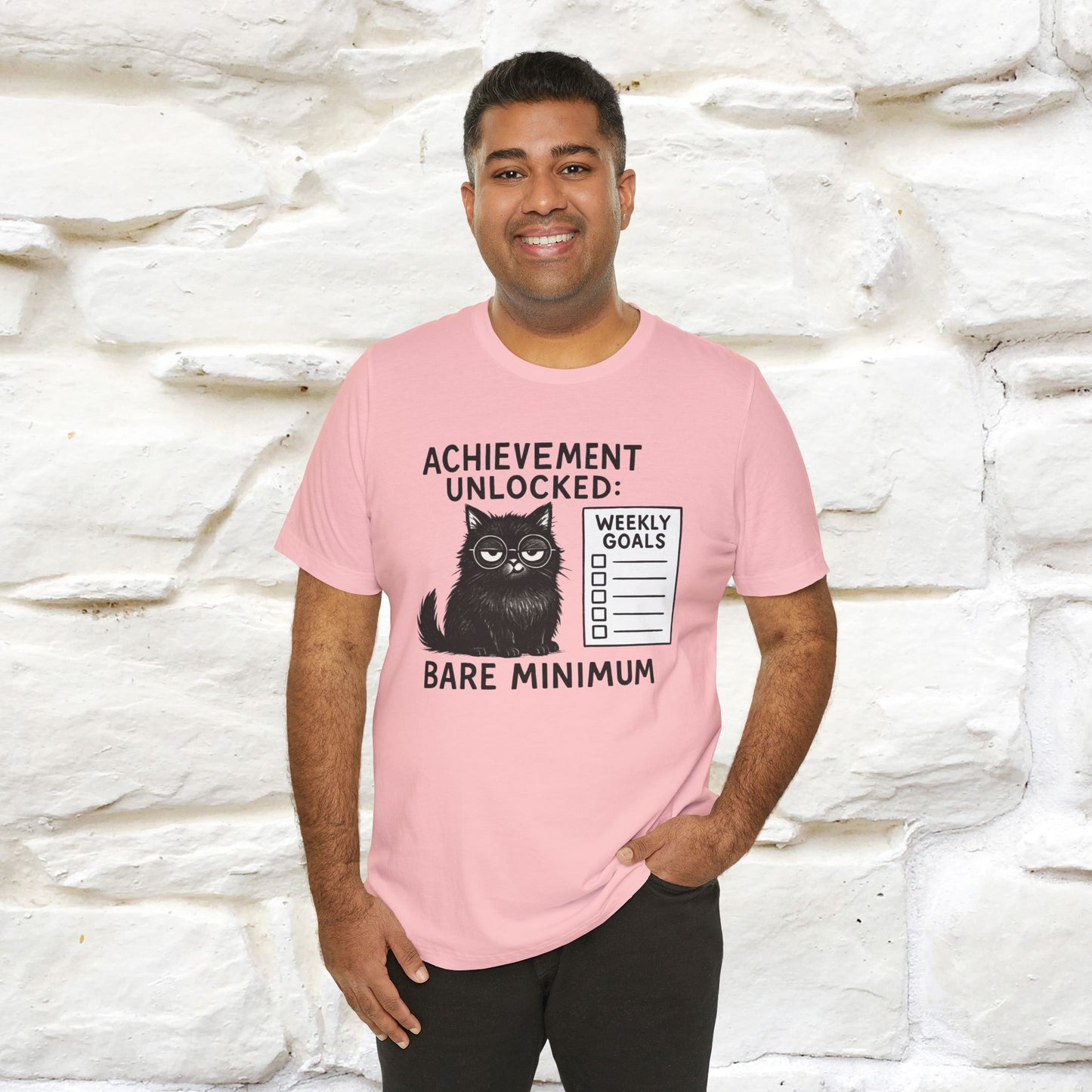 "Achievement Unlocked Bare Minimum." |Cat T-Shirt | Nunu&Miao Studio