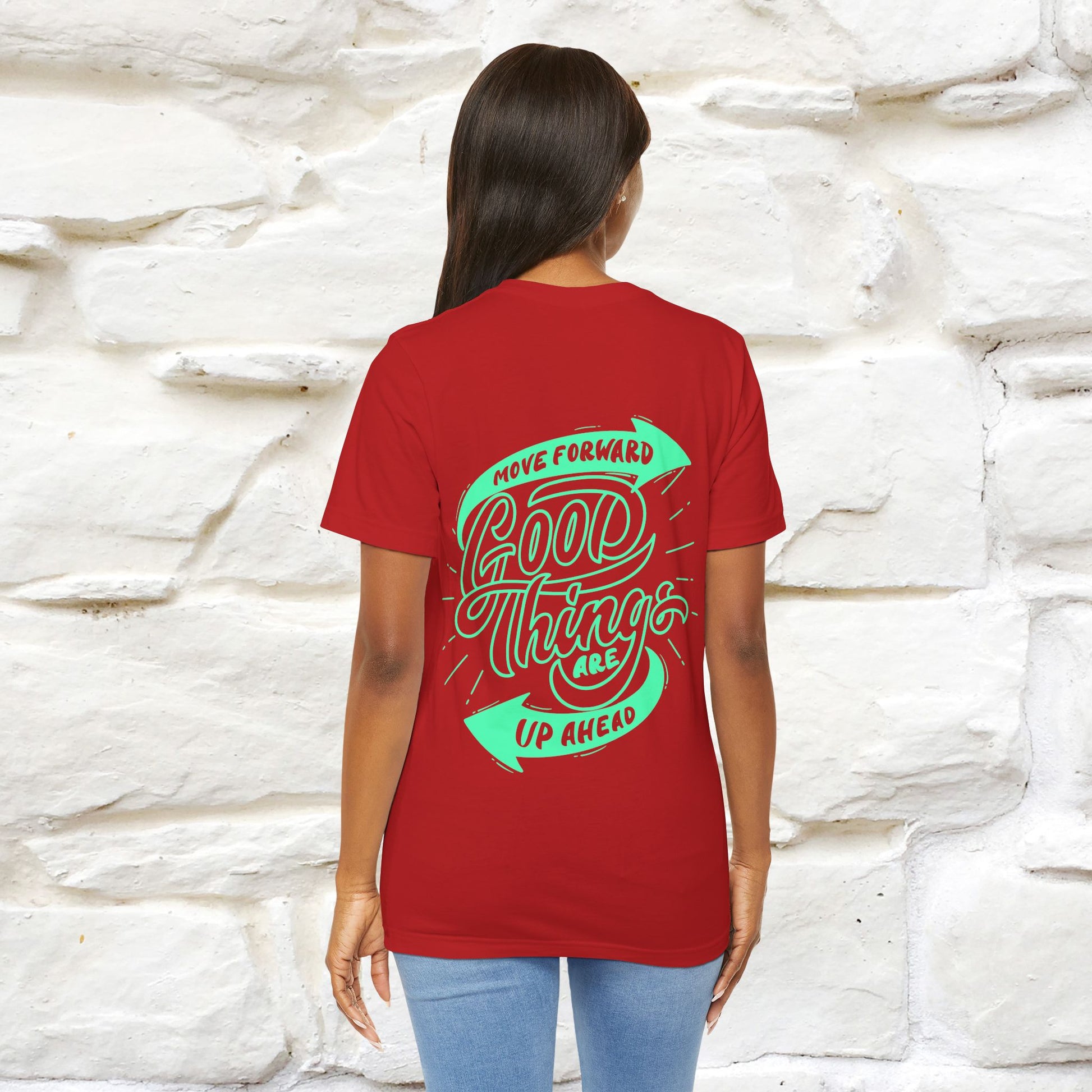 "Move Foreward Good Things Are Up Head" Cat T-Shirt| Front & Back Design | Nunu&Miao Studio - Nunu&Miao Studio