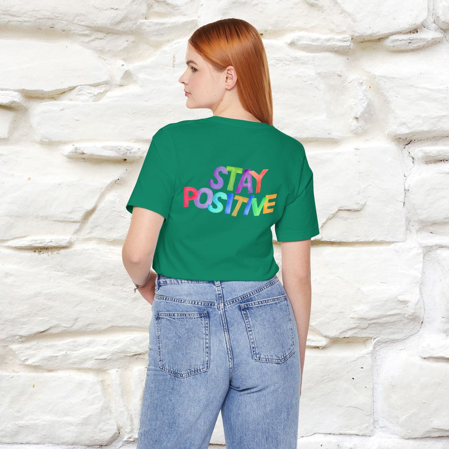 "Stay Positive'' Cat T-Shirt | Front & Back Design | Nunu&Miao Studio
