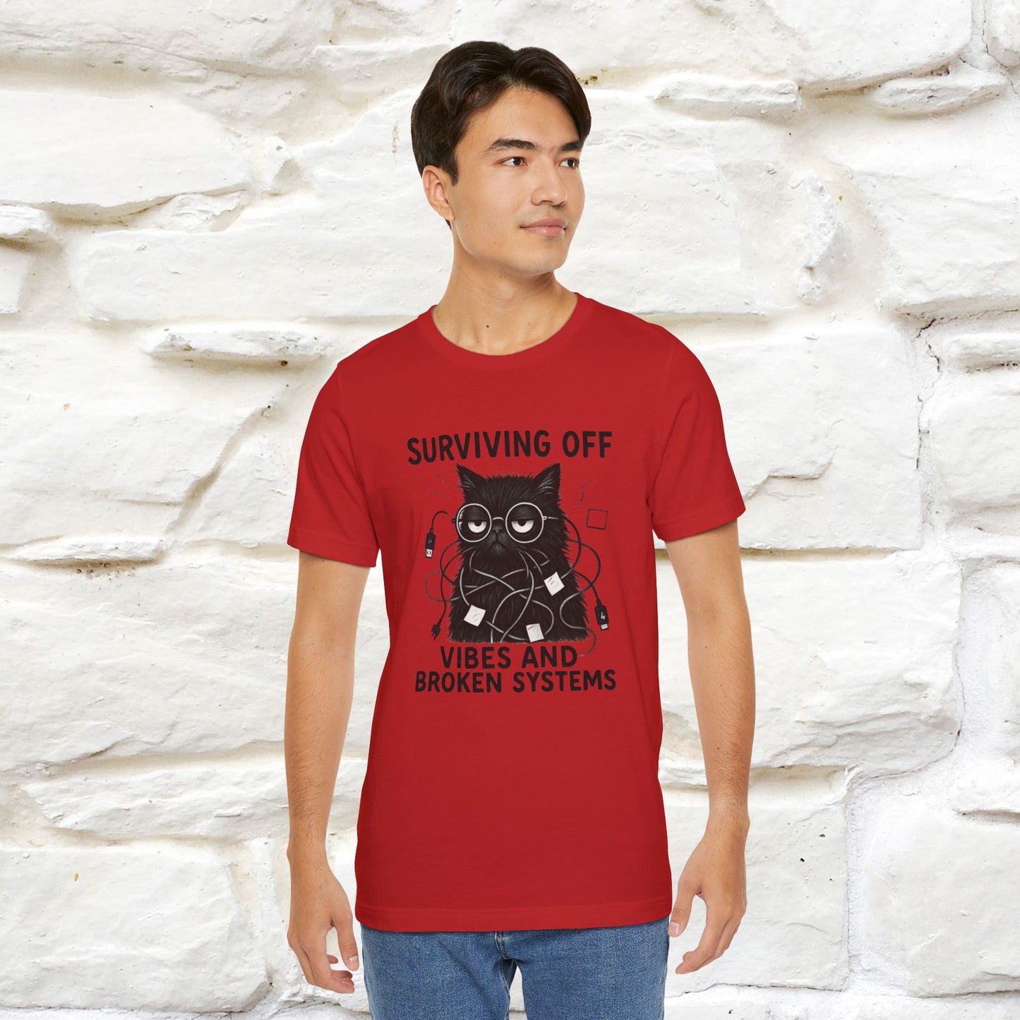 "Surviving Off...Vibes And Broken .. " |Cat T-Shirt | Nunu&Miao Studio