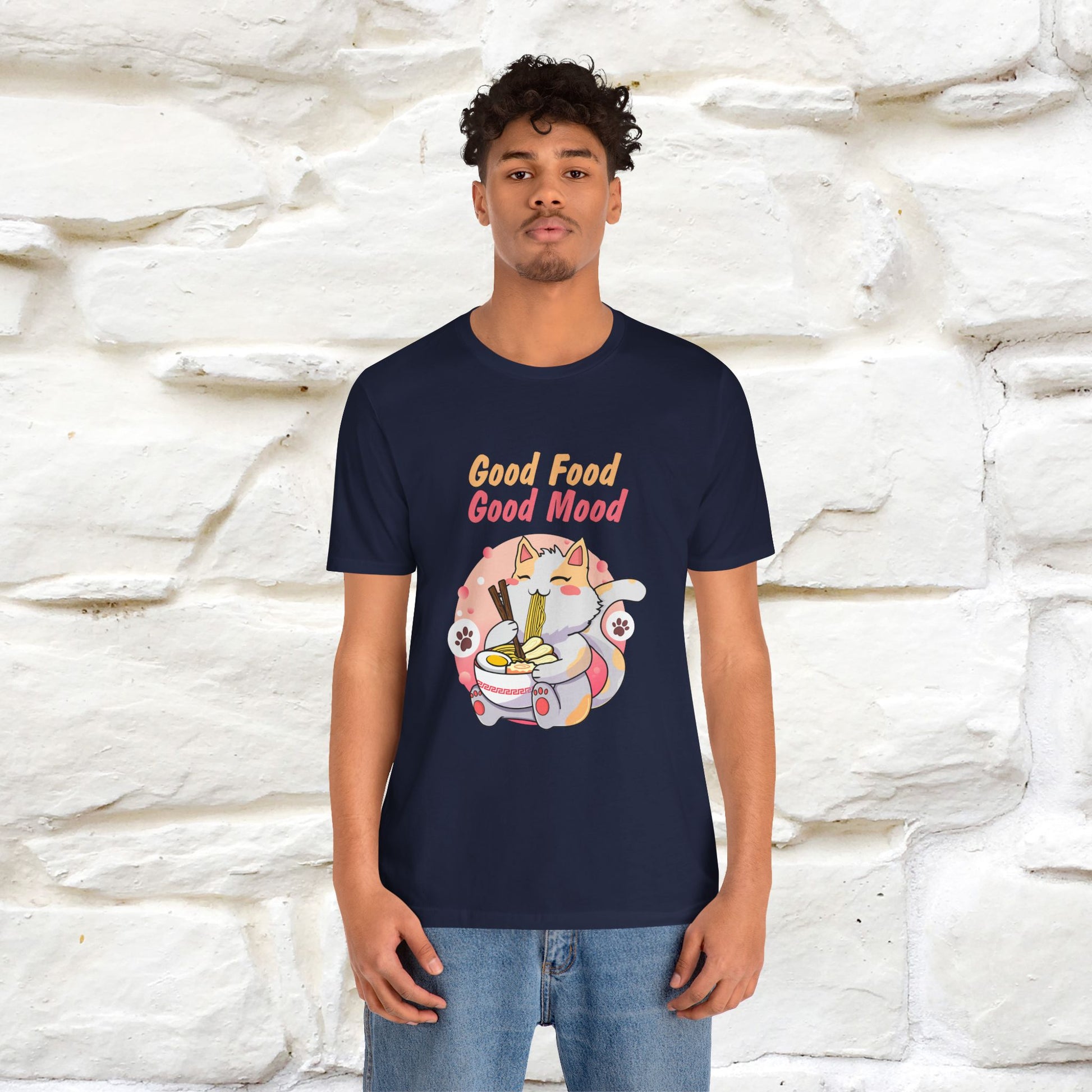 "Good Food Good Mood" Cat T-shirt for Men & Women | 100% Cotton* - Nunu&Miao Studio