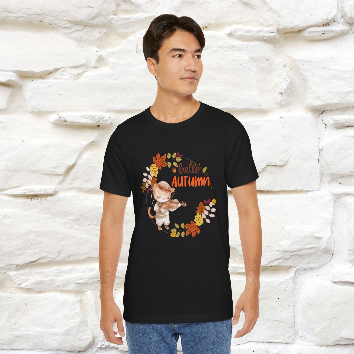 "Hello Autumn" Cat T-Shirt for Men & Women | 100% Cotton* | Cozy Fall Fashion - Nunu&Miao Studio