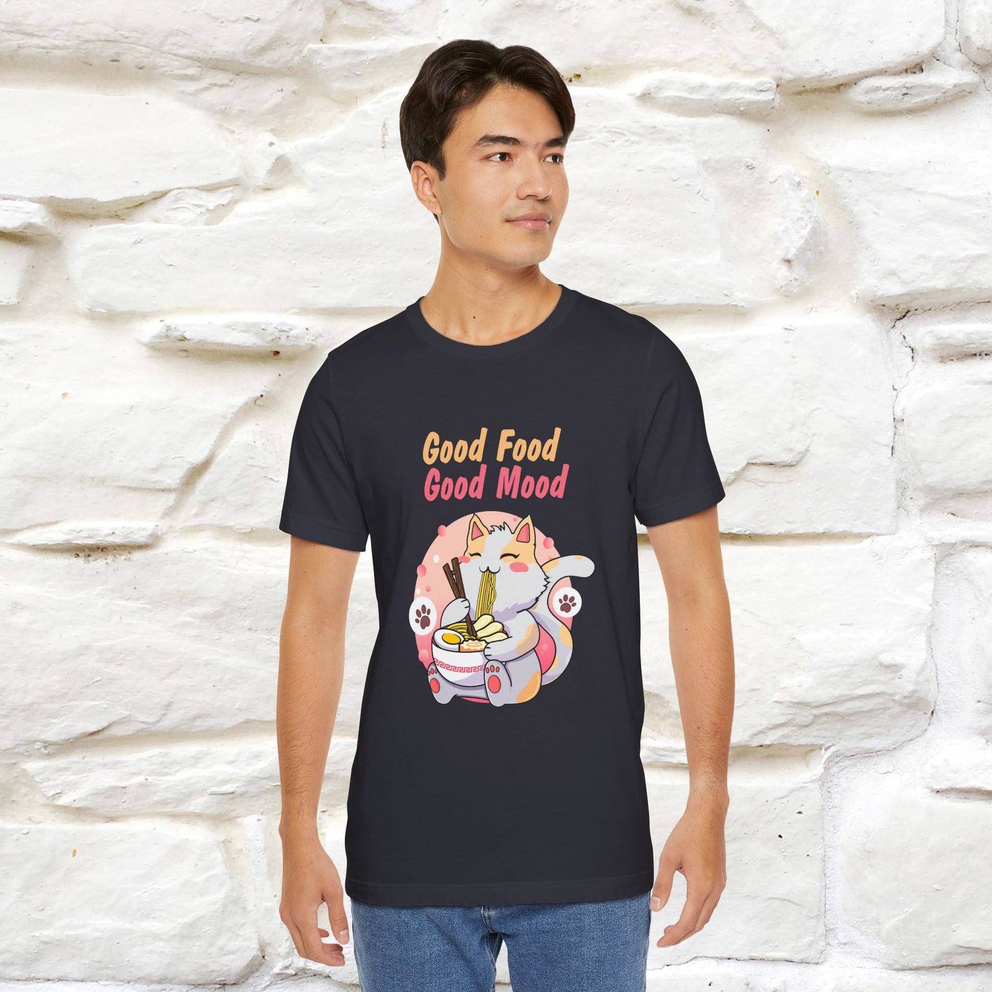 "Good Food Good Mood" Cat T-shirt for Men & Women | 100% Cotton* - Nunu&Miao Studio