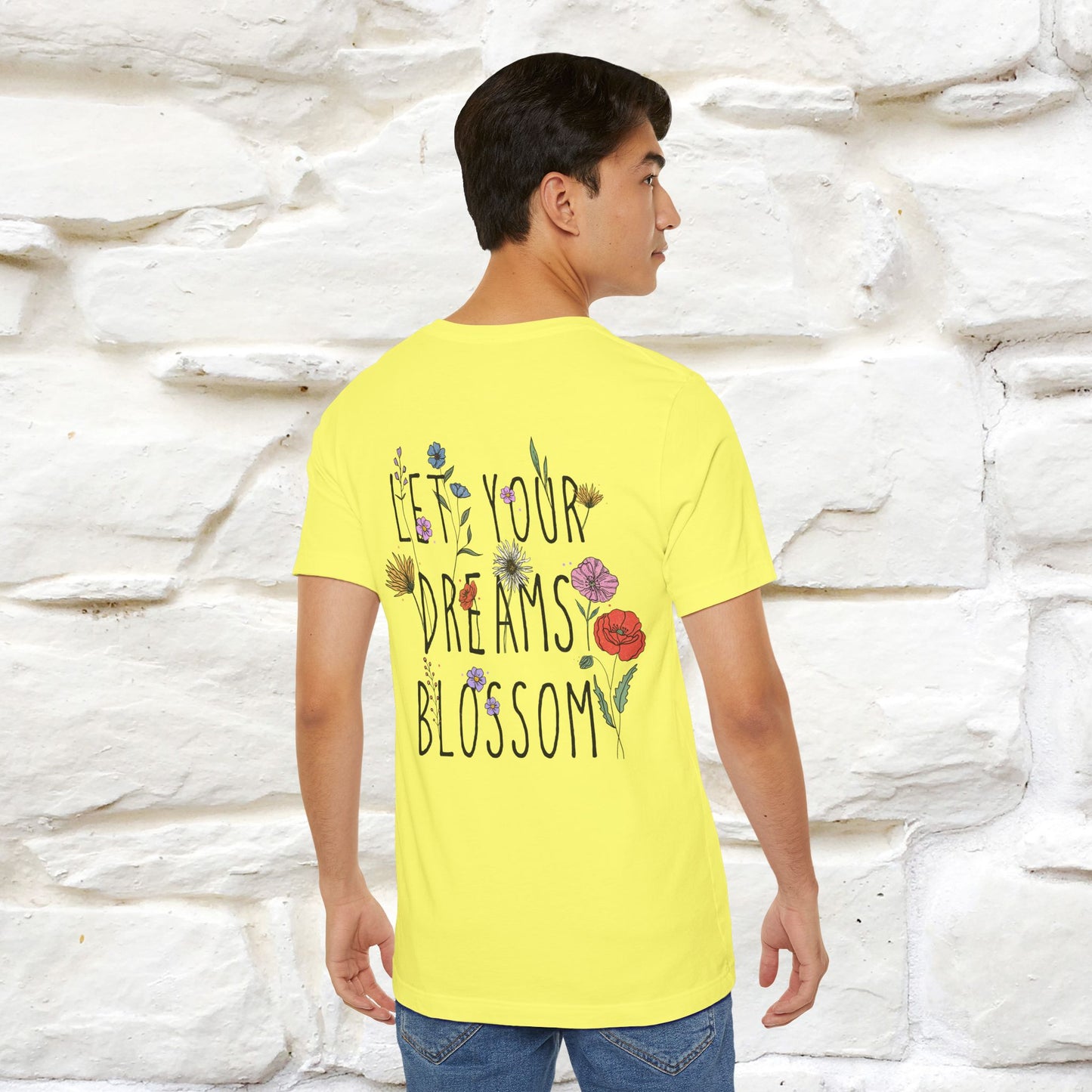 "Let Your Dreams Blossom'' Cat T-Shirt Front and Back Design | Nunu&Miao Studio