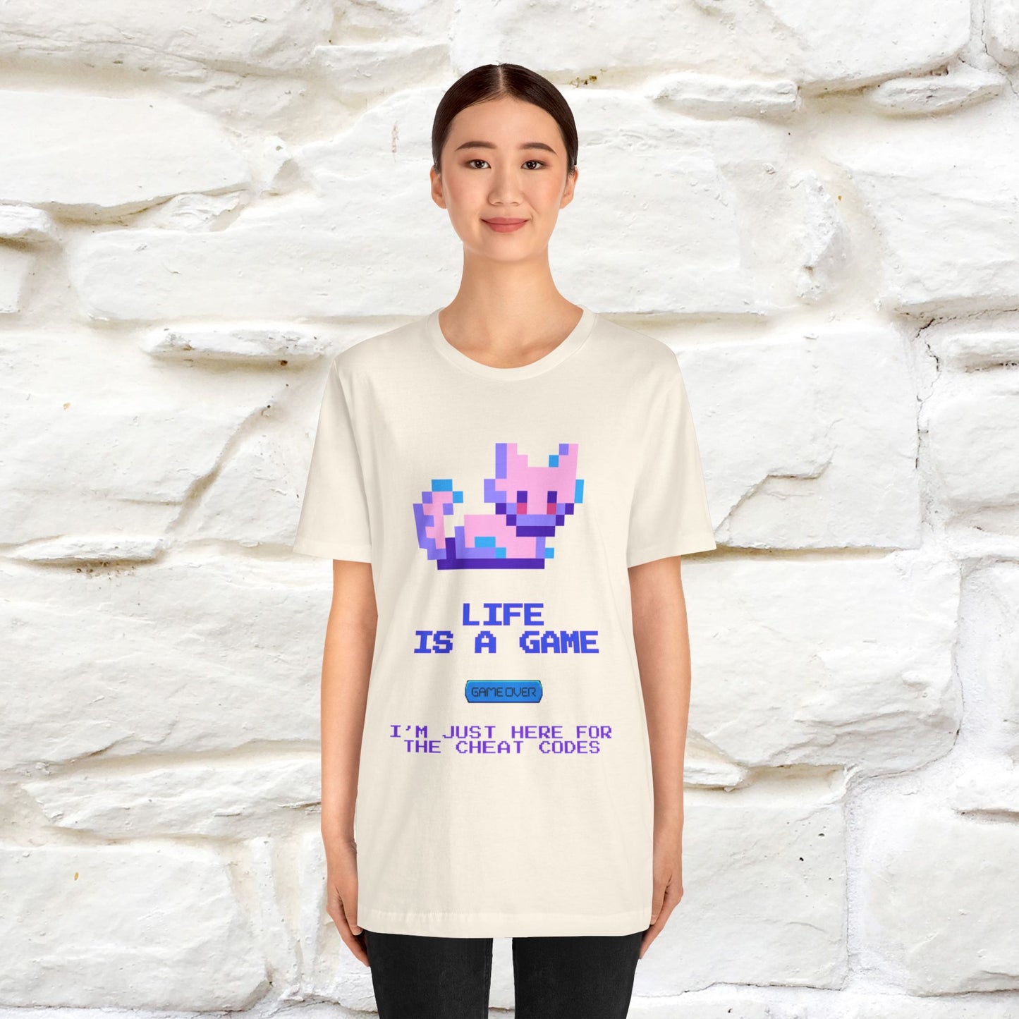 "Life Is A Game, I Am Just Here Fo The Cheat Code" Funny Cat T-Shirt for Men & Women | 100% Cotton* - Nunu&Miao Studio