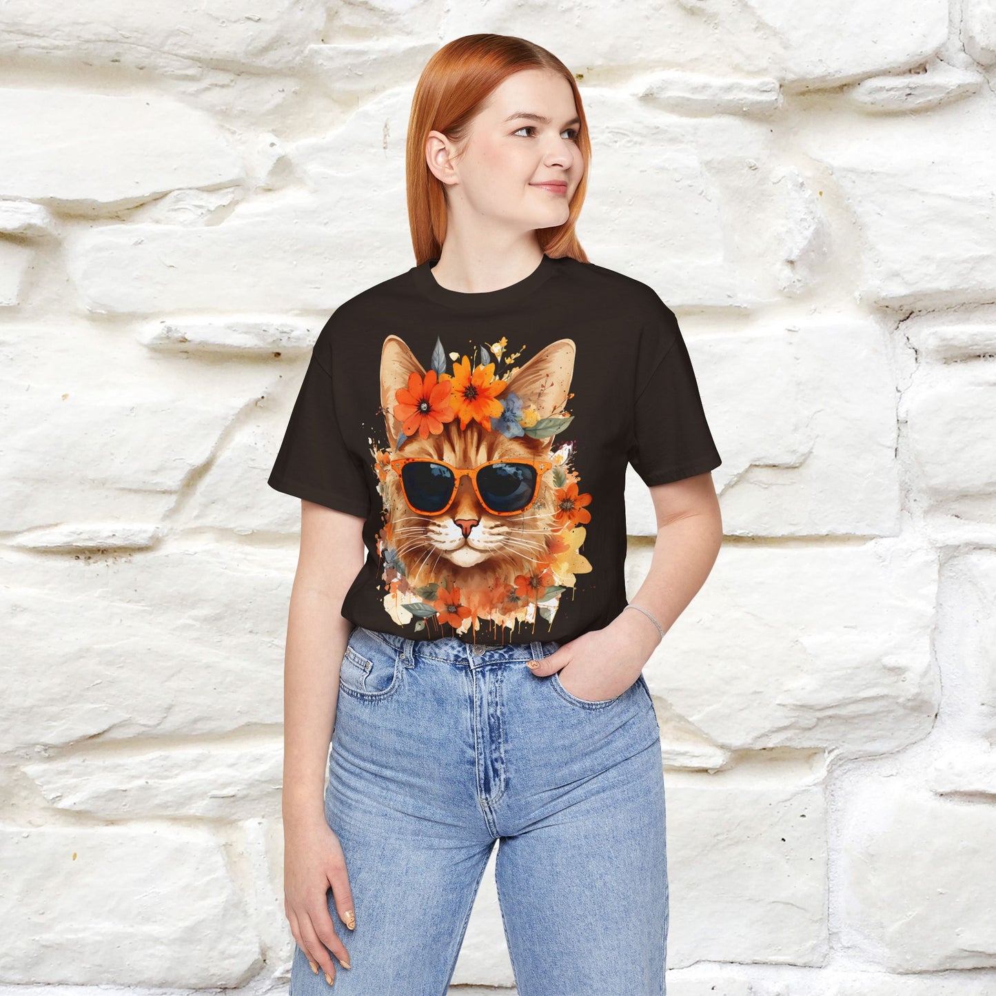 "Cool Cat in Bloom" T-shirt for Men and Women | 100% Cotton* - Nunu&Miao Studio