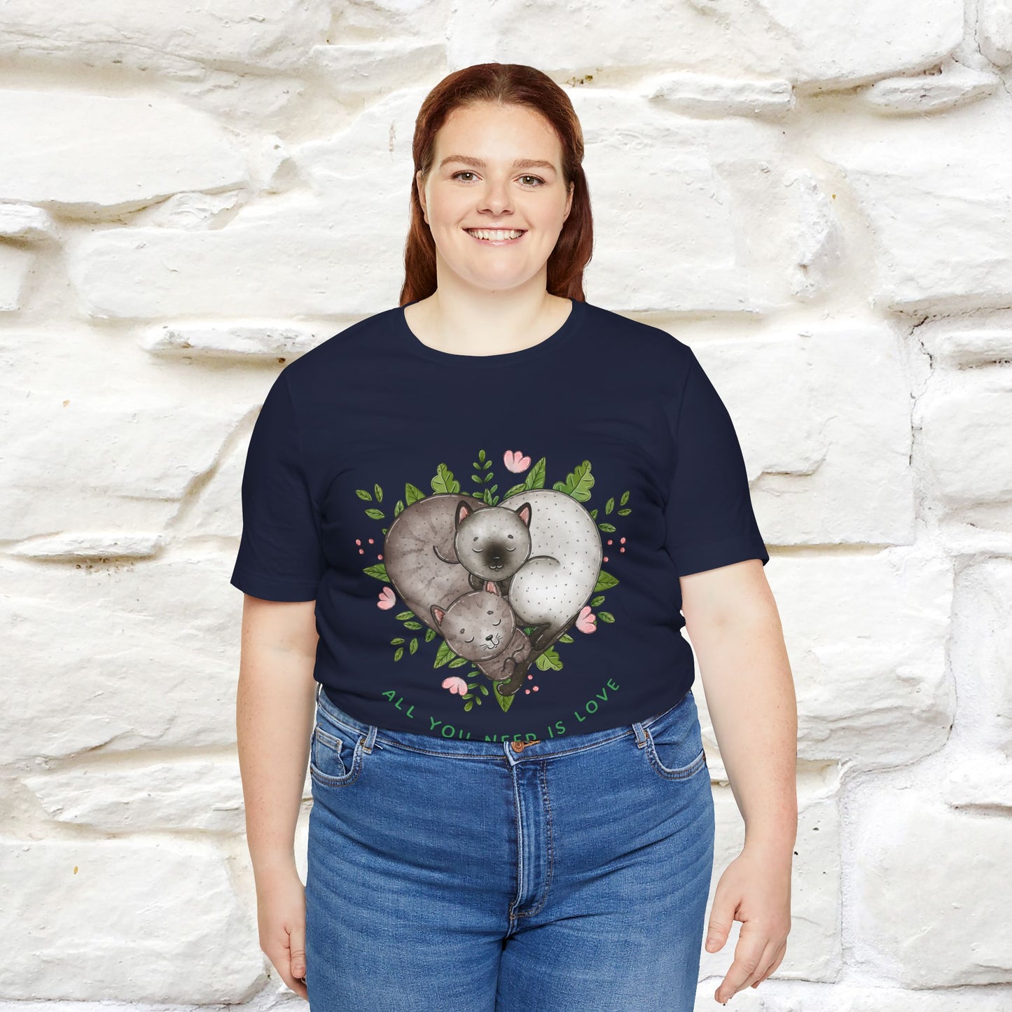 "All You Need Is Love" Cat T-Shirt | 100% Cotton* | Adorable Cat Apparel for Men & Women