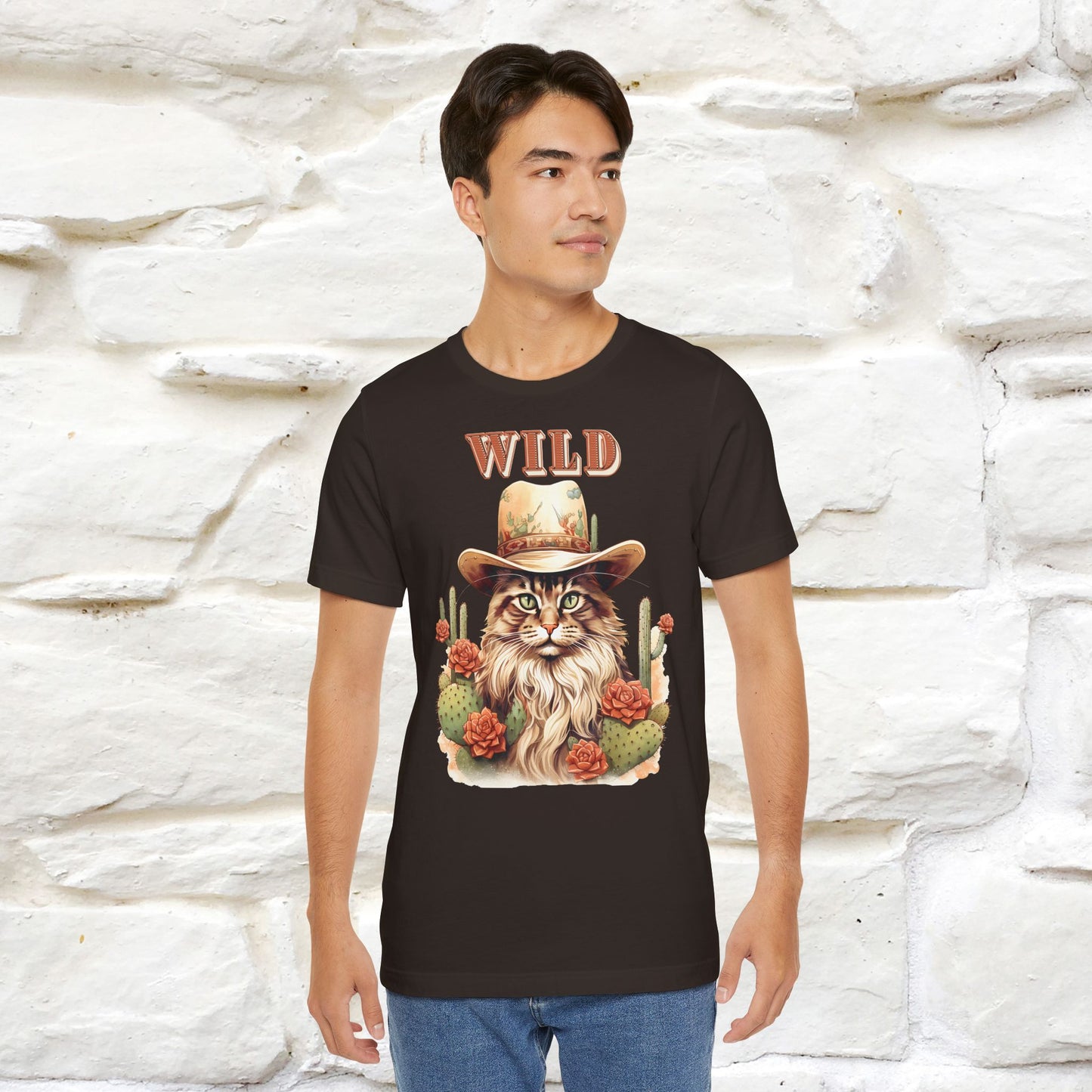 Wild Cowboy Cat T-Shirt for Men & Women | 100% Cotton* Adventure Tee - Nunu&Miao Studio