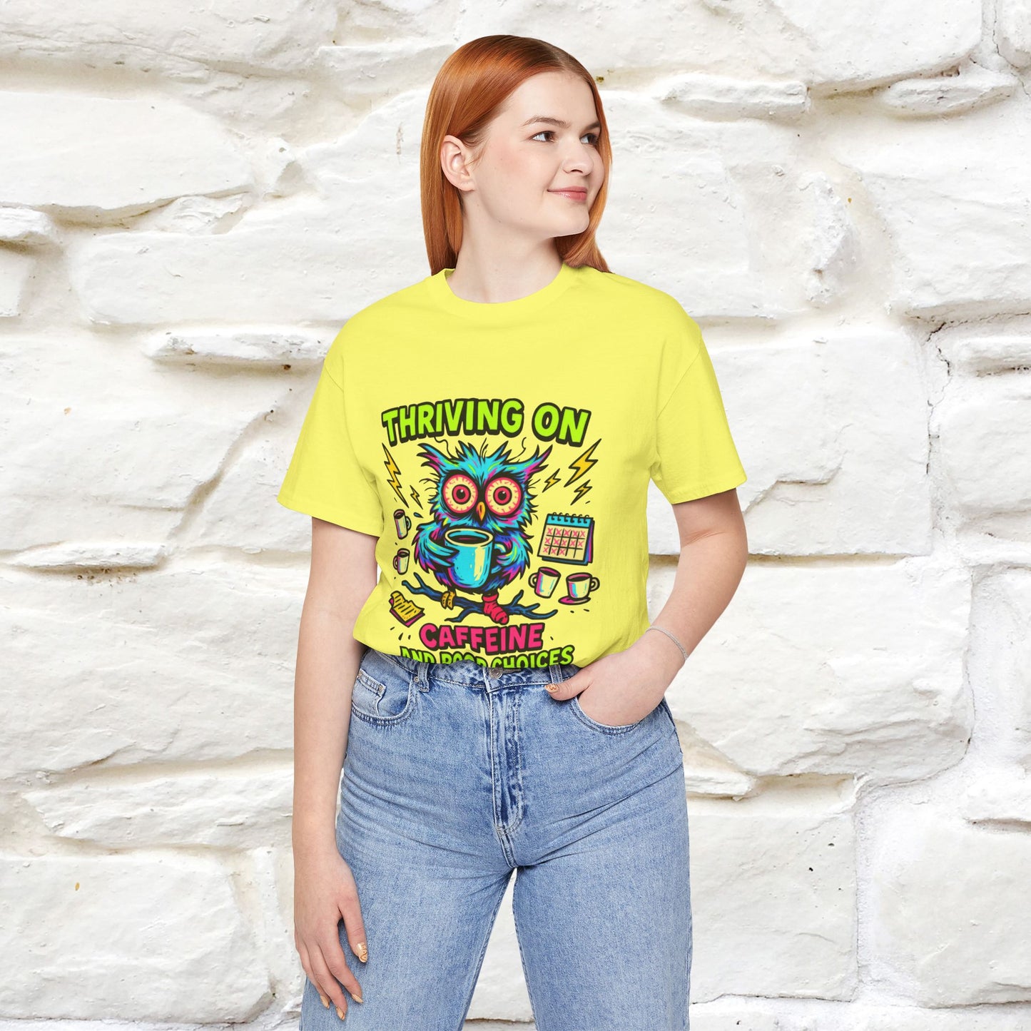 ''Thriving On Caffeine And Poor Choices''| Sarcastic Cat T-Shirt | Nunu&Miao Studio