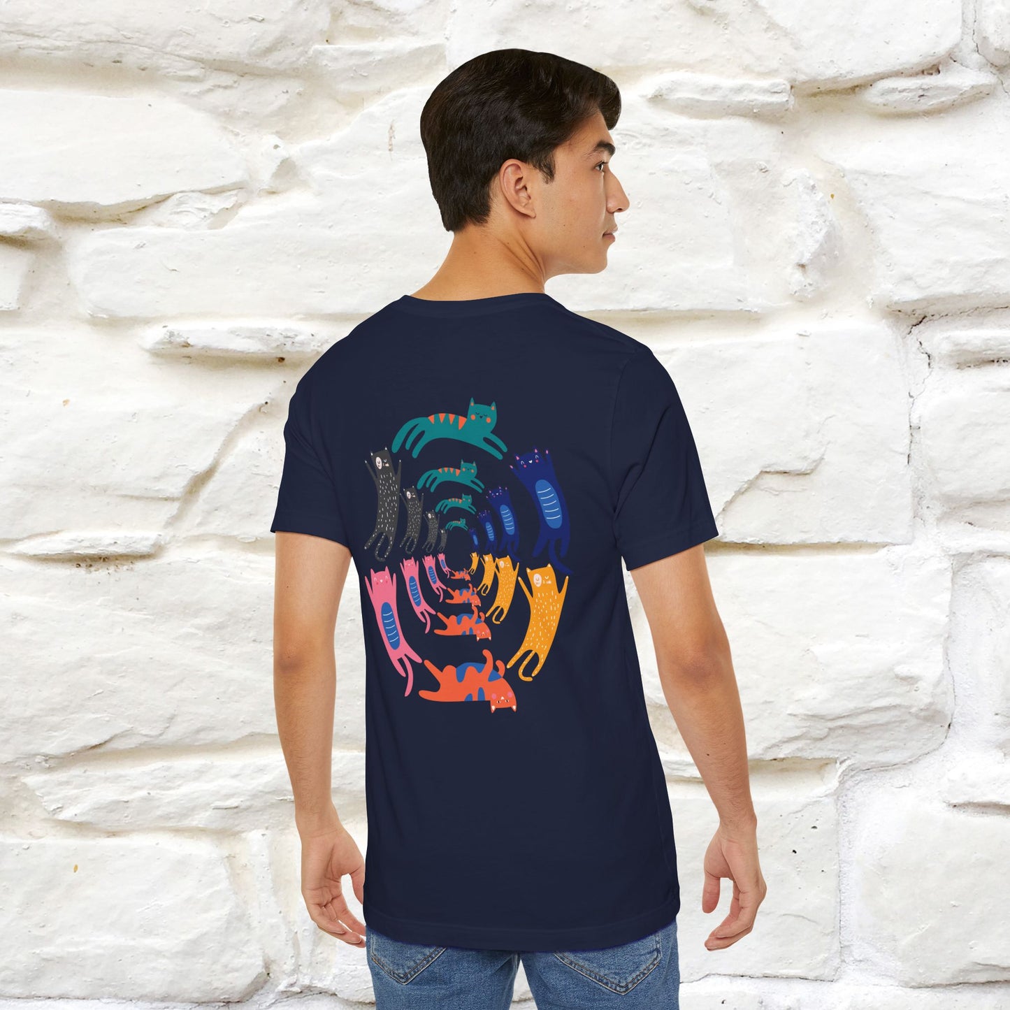 "The Hypnotic Meow'' Cat T-Shirt Front and Back Design | Nunu&Miao Studio