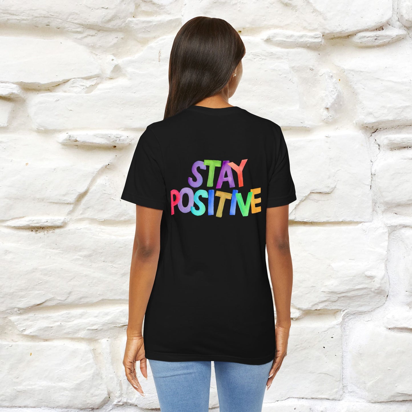 "Stay Positive'' Cat T-Shirt | Front & Back Design | Nunu&Miao Studio