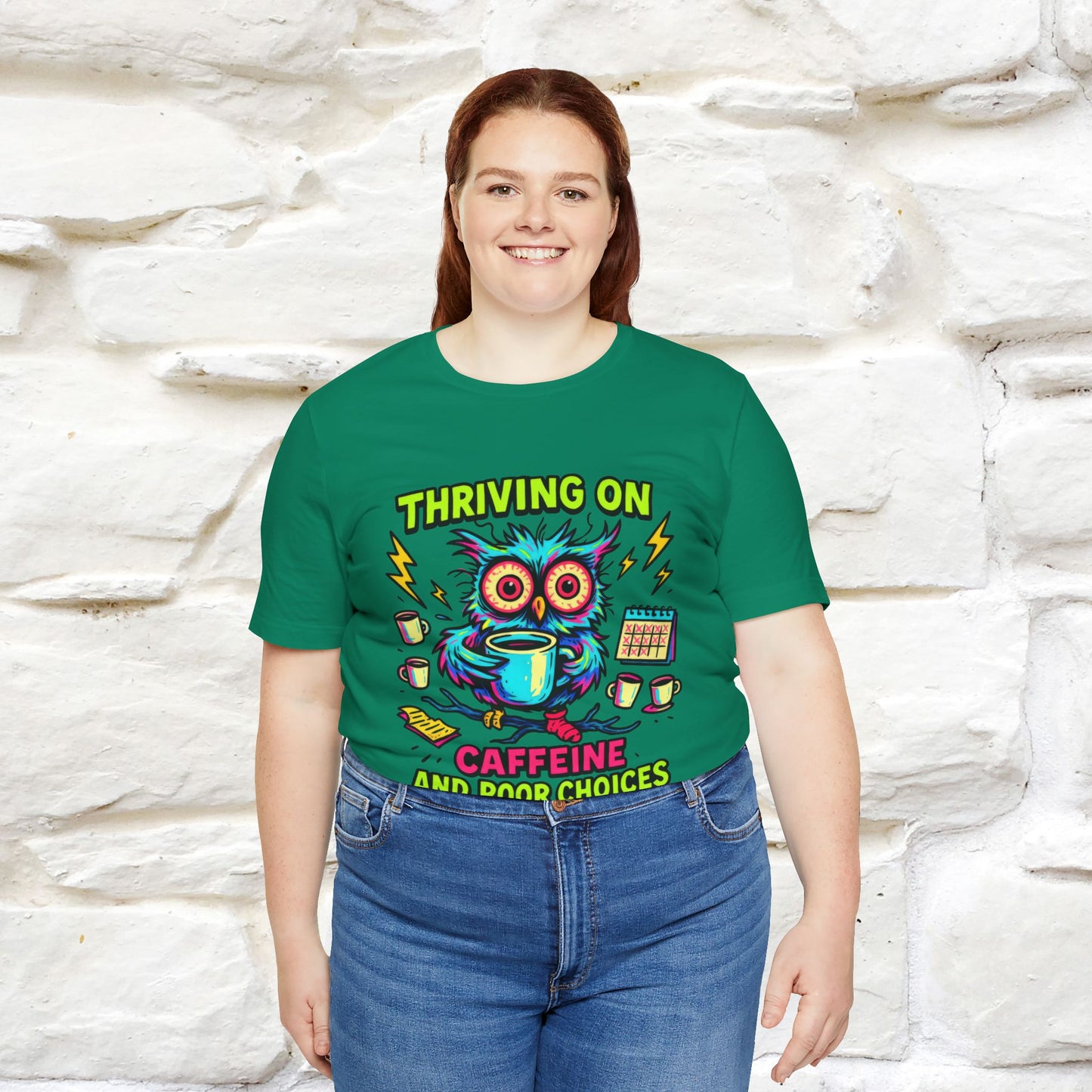 ''Thriving On Caffeine And Poor Choices''| Sarcastic Cat T-Shirt | Nunu&Miao Studio