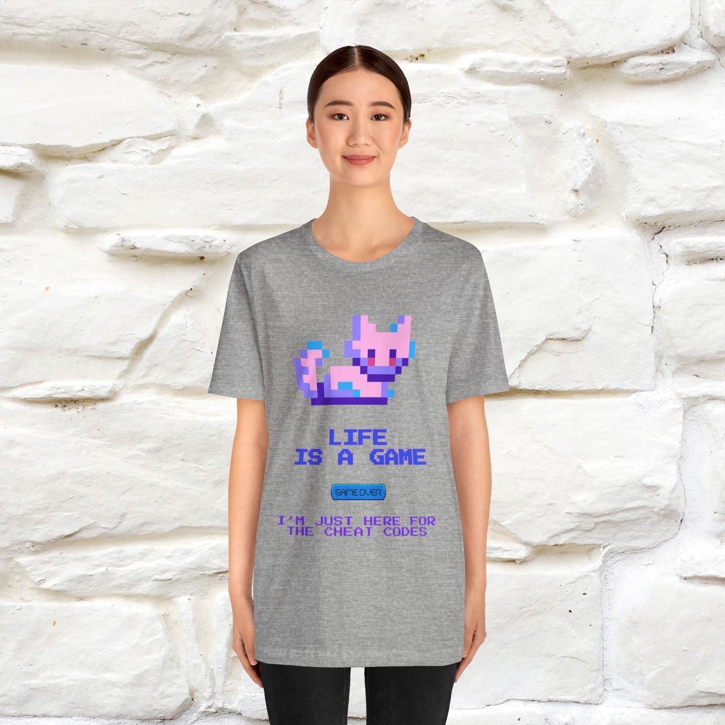 "Life Is A Game, I Am Just Here Fo The Cheat Code" Funny Cat T-Shirt for Men & Women | 100% Cotton* - Nunu&Miao Studio