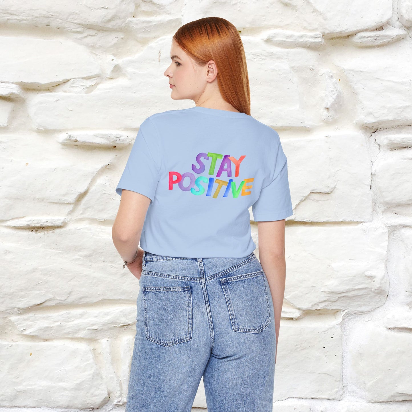 "Stay Positive'' Cat T-Shirt | Front & Back Design | Nunu&Miao Studio