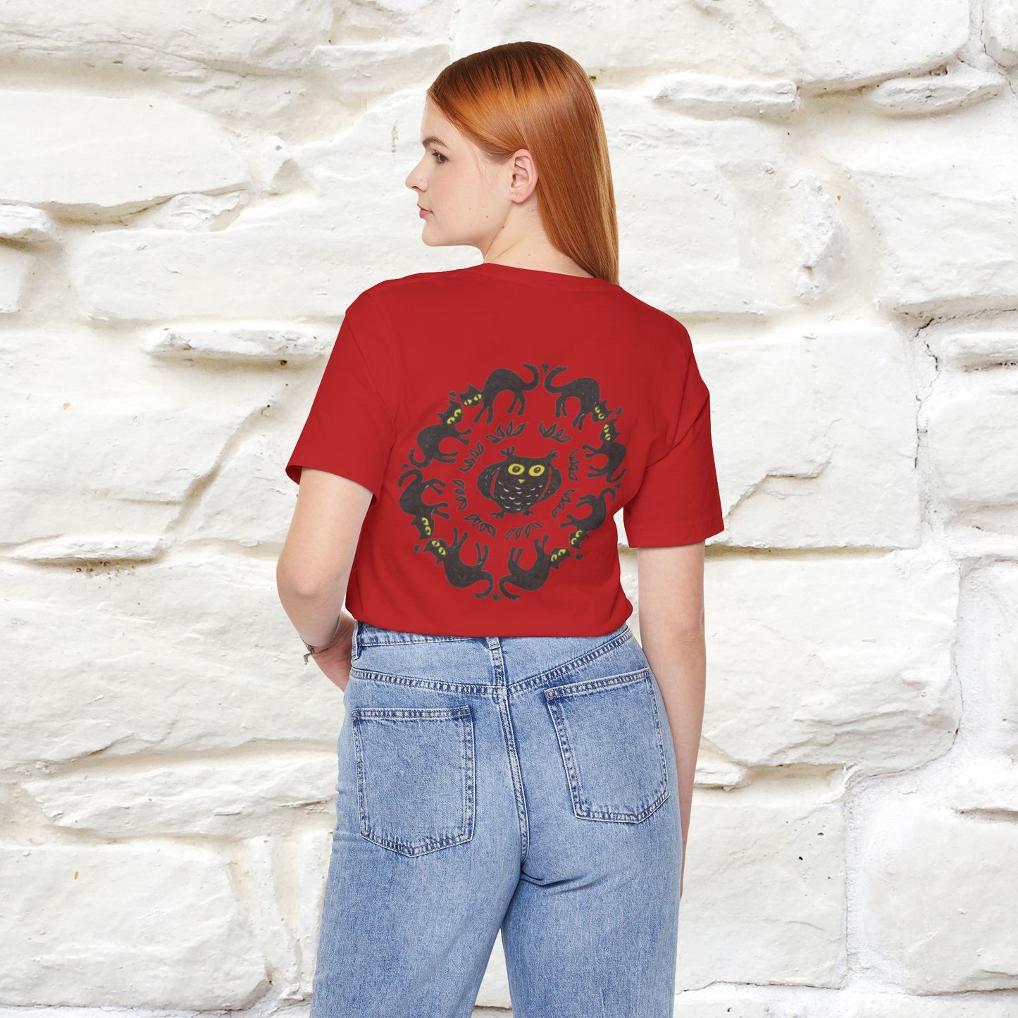 ''Black Cat Circle'' Cat T-Shirt Front and Back Design | Nunu&Miao Studio