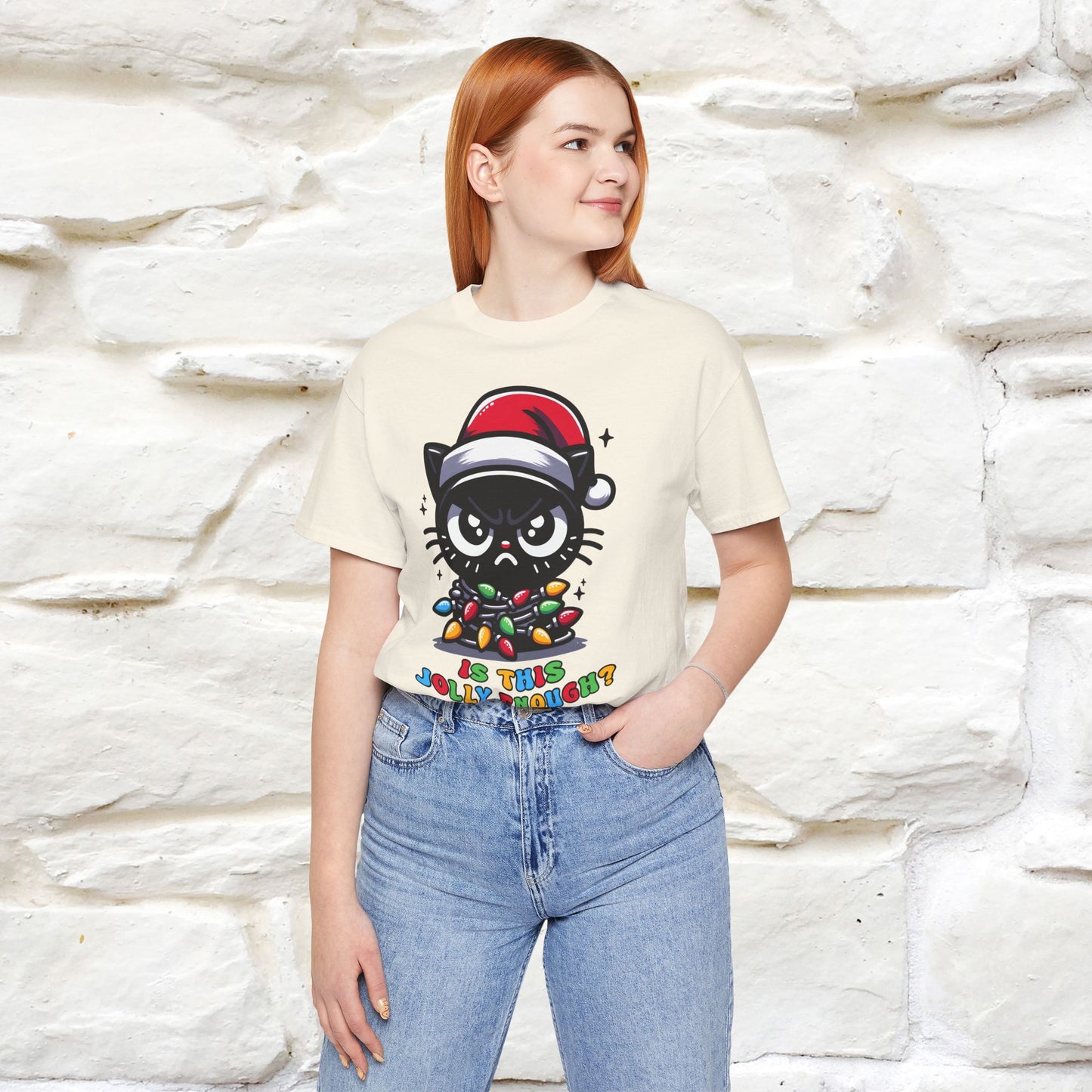 Is This Jolly Enough? | Funny Cat Christmas Shirt for Men & Women | 100% Cotton*
