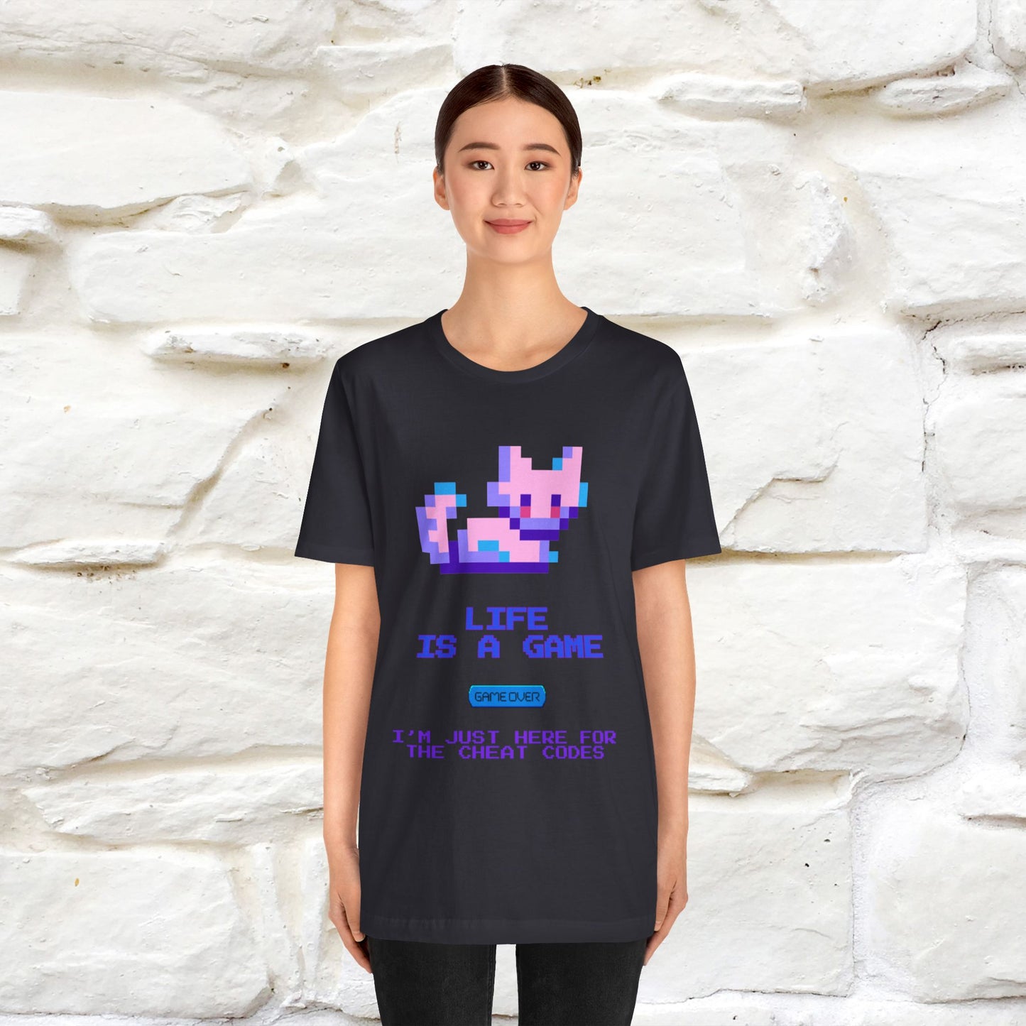"Life Is A Game, I Am Just Here Fo The Cheat Code" Funny Cat T-Shirt for Men & Women | 100% Cotton* - Nunu&Miao Studio