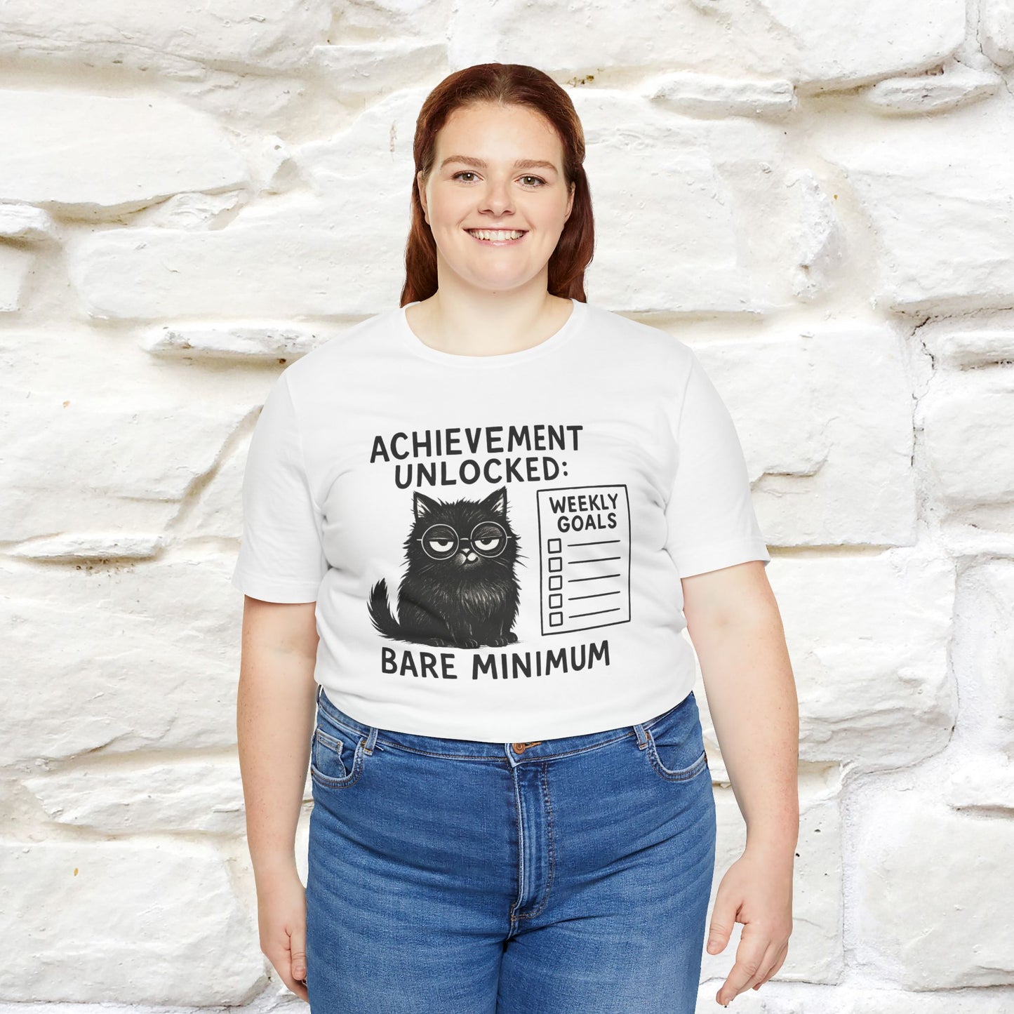 "Achievement Unlocked Bare Minimum." |Cat T-Shirt | Nunu&Miao Studio
