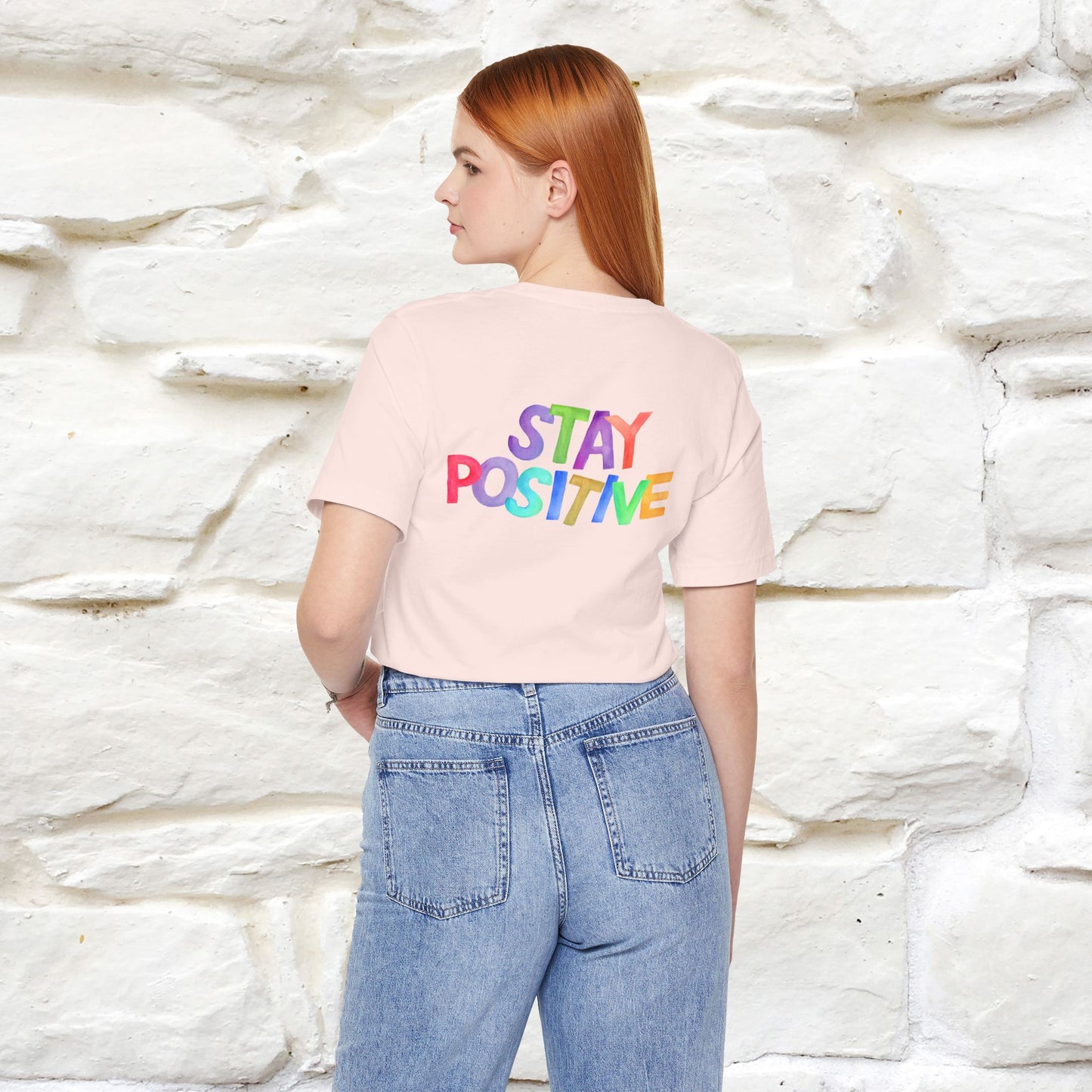 "Stay Positive'' Cat T-Shirt | Front & Back Design | Nunu&Miao Studio