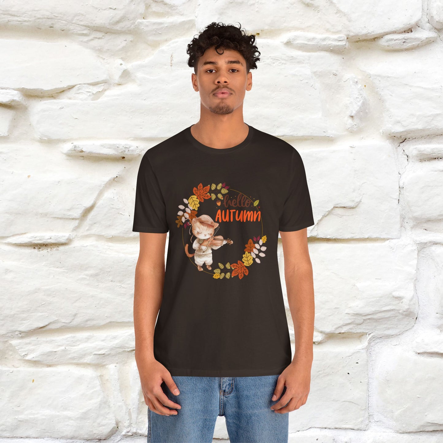 "Hello Autumn" Cat T-Shirt for Men & Women | 100% Cotton* | Cozy Fall Fashion - Nunu&Miao Studio