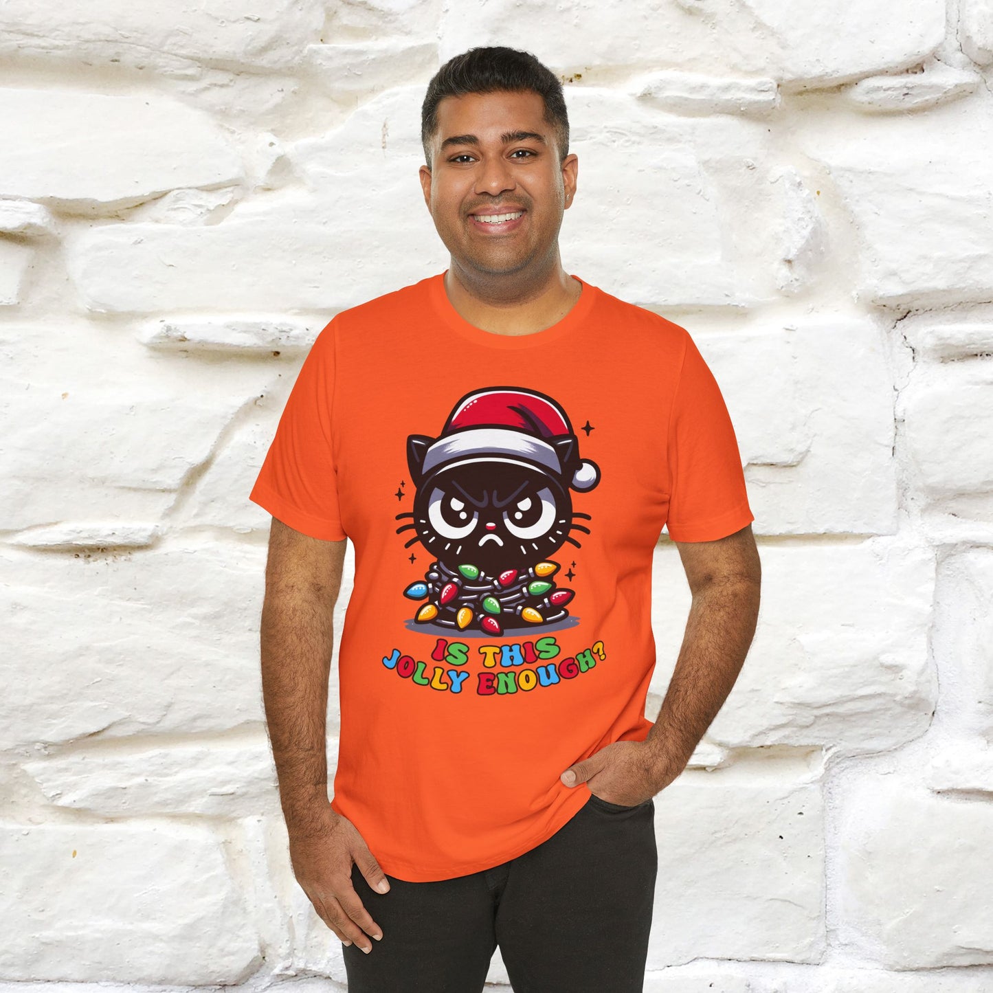Is This Jolly Enough? | Funny Cat Christmas Shirt for Men & Women | 100% Cotton*