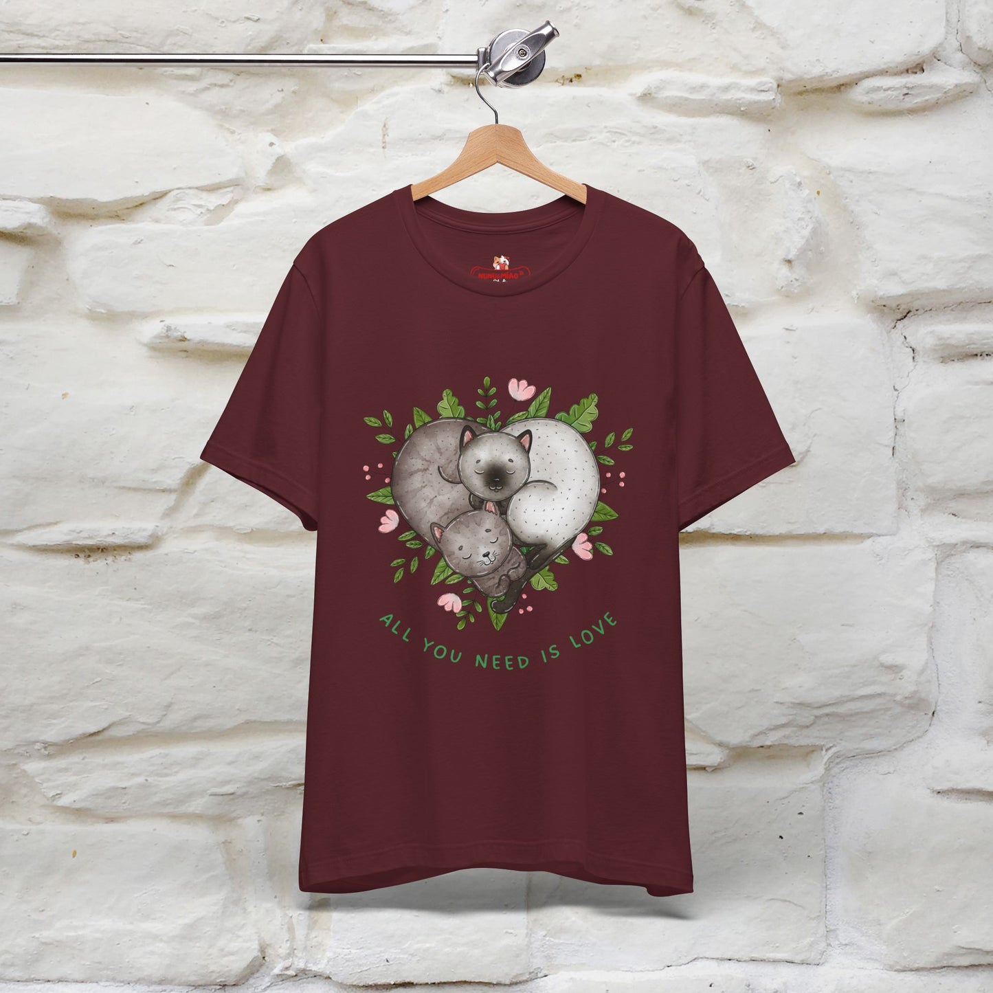 "All You Need Is Love" Cat T-Shirt | 100% Cotton* | Adorable Cat Apparel for Men & Women