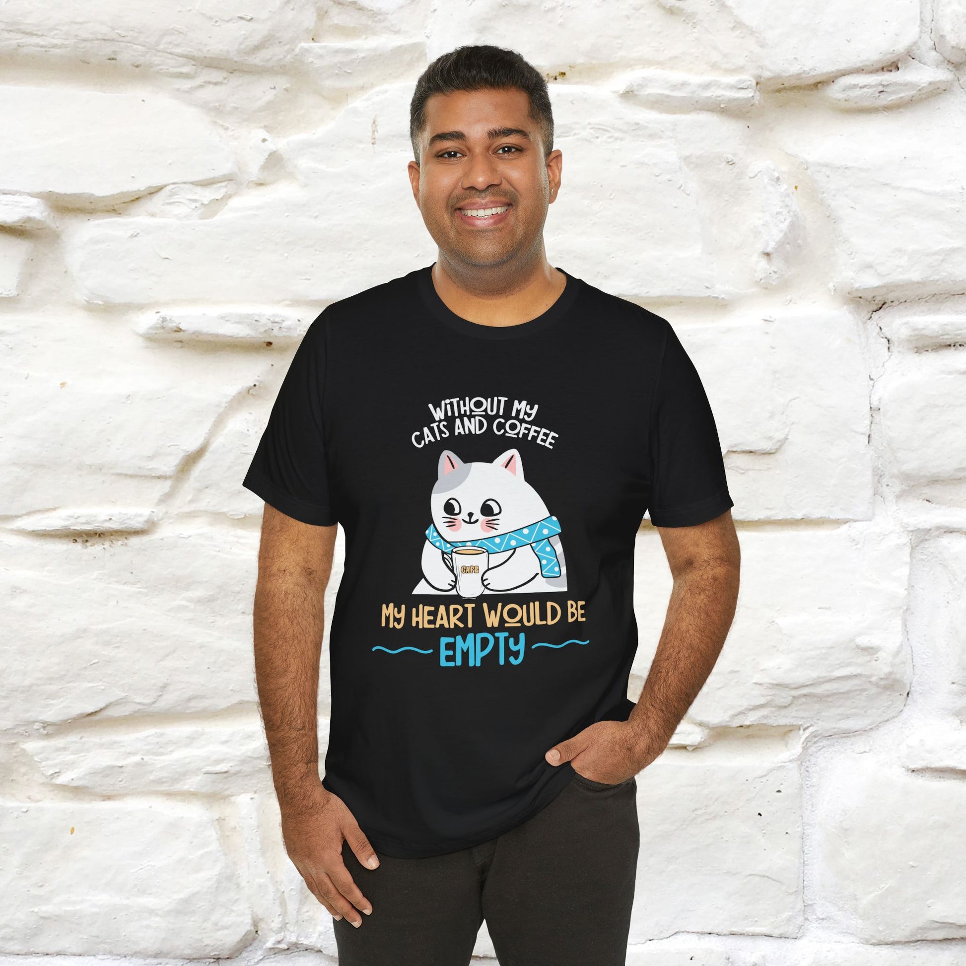"Without My Cats and Coffee, My Heart Would Be Empty" Cat T-shirt | Nunu&Miao Studio - Nunu&Miao Studio
