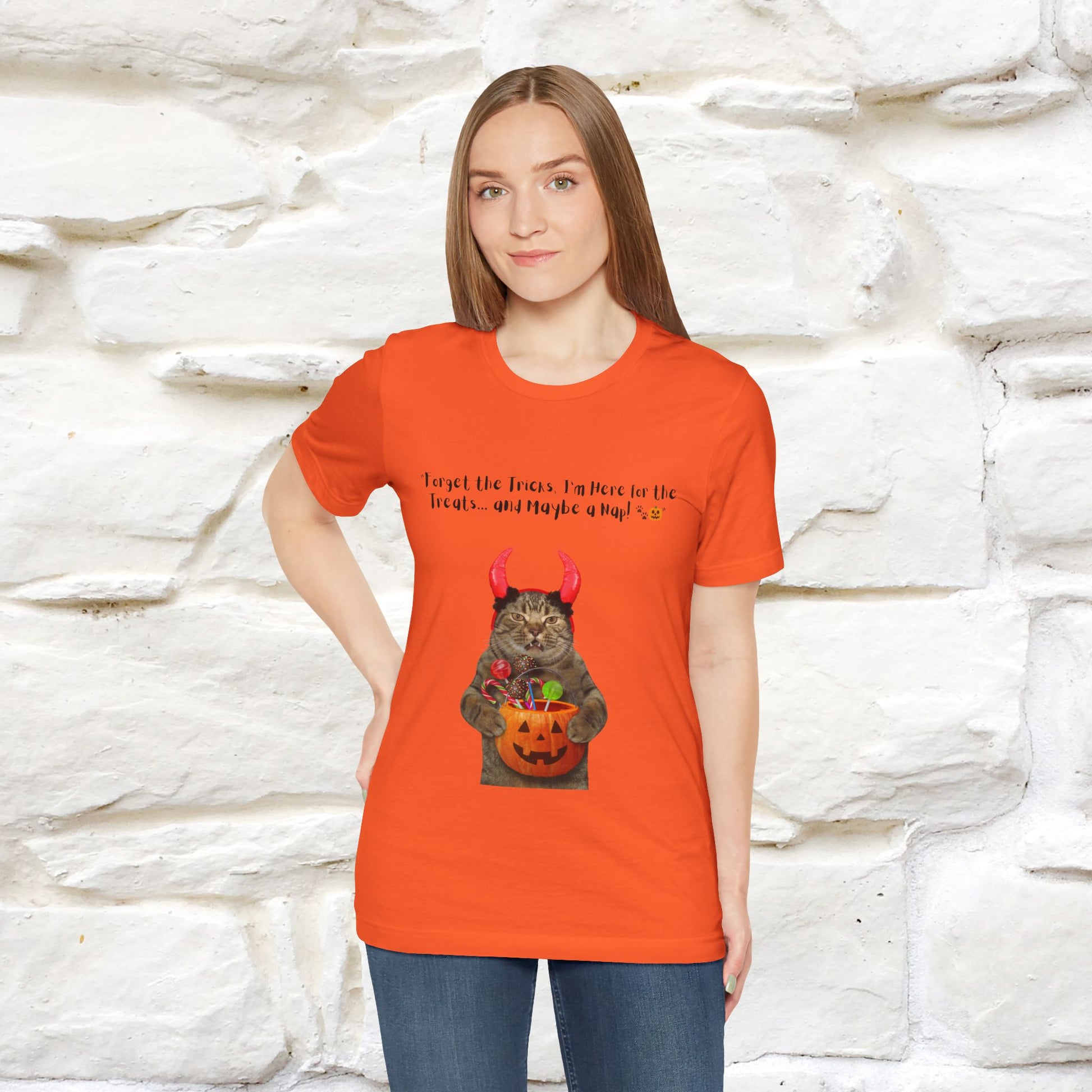 ''Forget The Tricks I am Here For The Treats ...And Maybe A Nap!'' Cat T-shirt for Men and Women  100% Cotton* - Nunu&Miao Studio