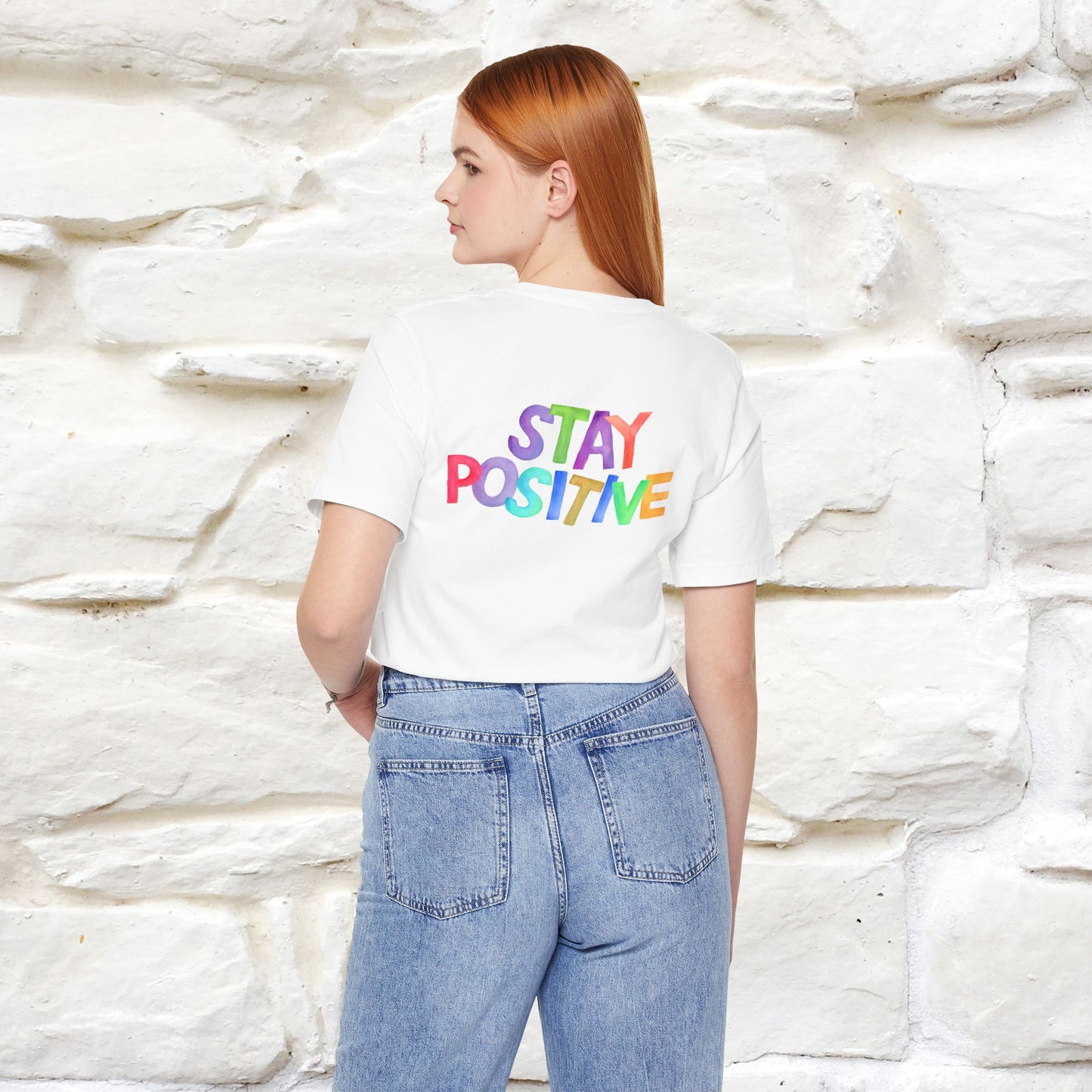 "Stay Positive'' Cat T-Shirt | Front & Back Design | Nunu&Miao Studio