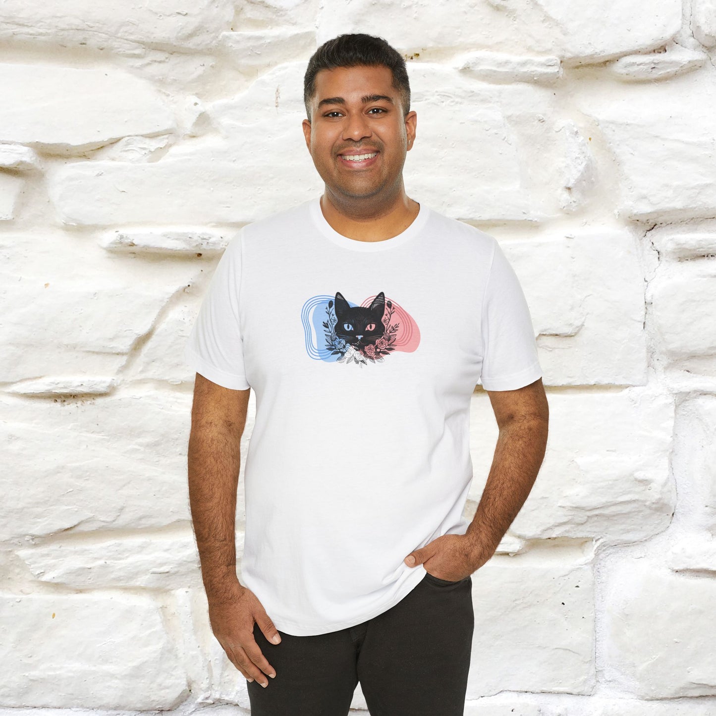 ''Pink and Blu'' Cat T-Shirt Front and Back Design | Nunu&Miao Studio