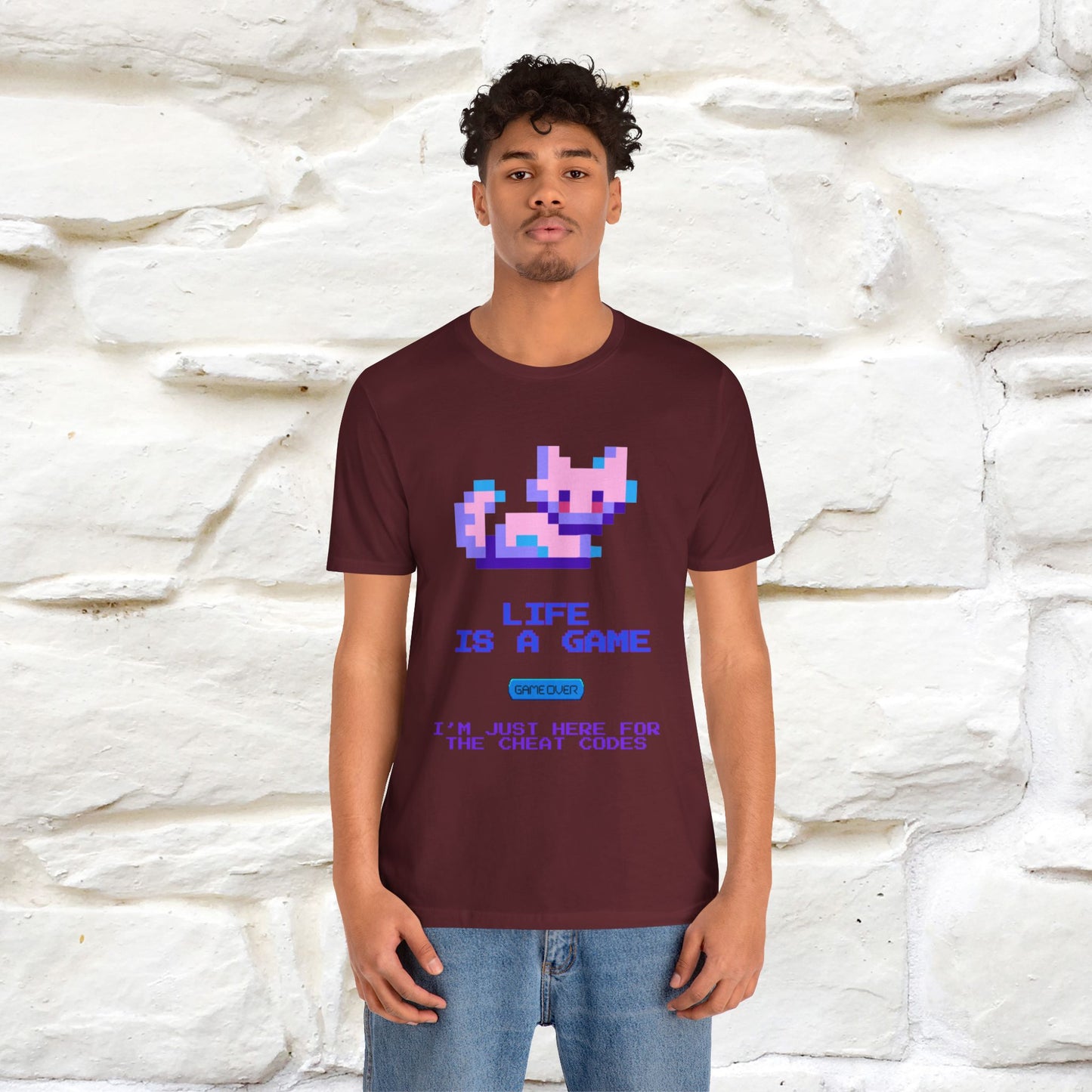 "Life Is A Game, I Am Just Here Fo The Cheat Code" Funny Cat T-Shirt for Men & Women | 100% Cotton* - Nunu&Miao Studio