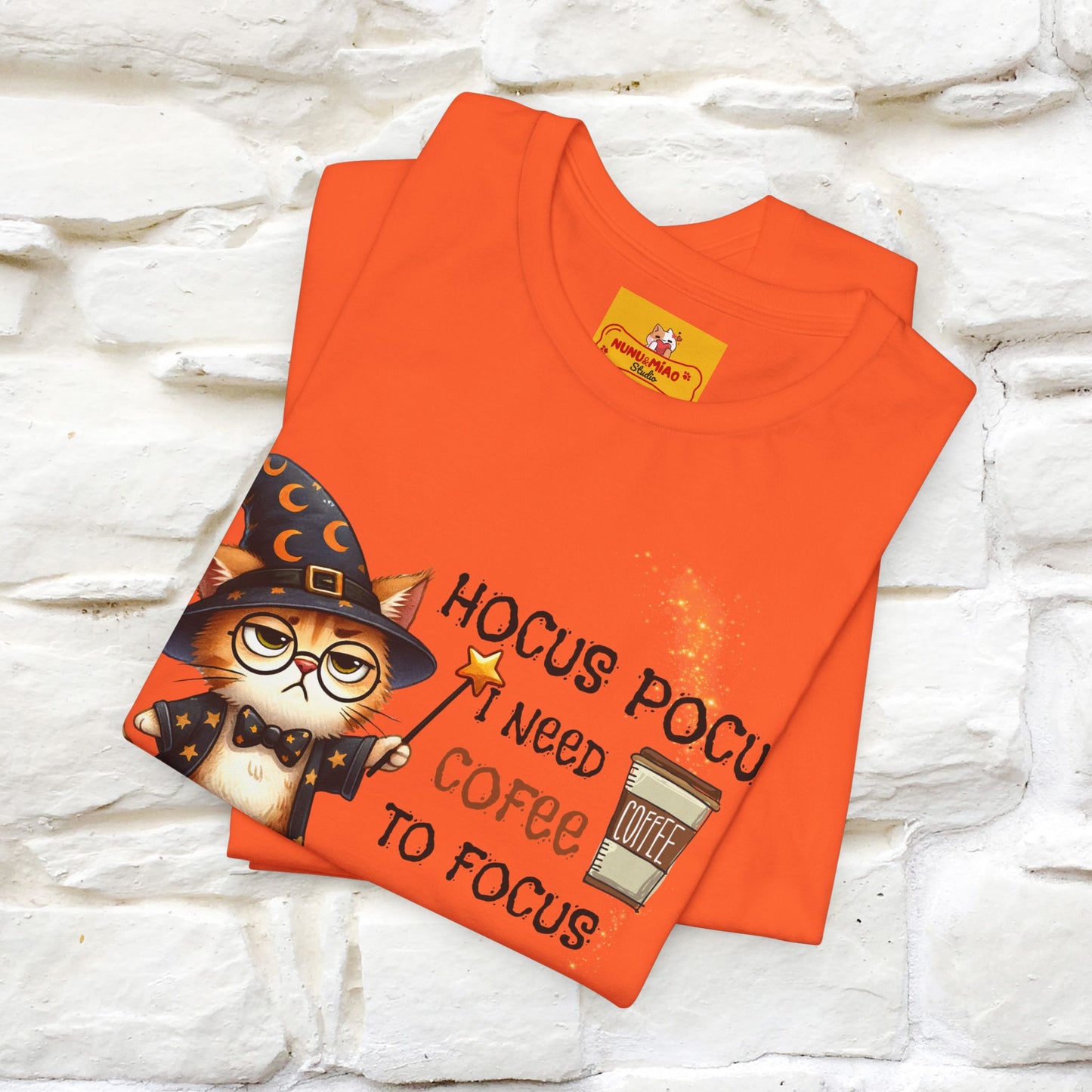 ''Hocus Pocus I Need Coffe To Focus'' Funny Cat Shirt | Nunu&Miao Studio