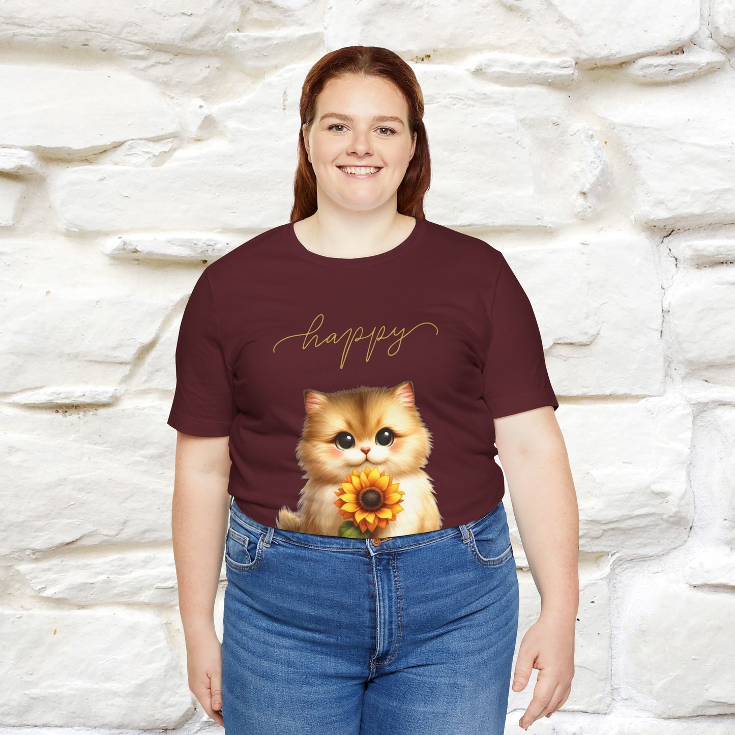 "Happy" Cat T-Shirt for Women | 100% Cotton* 🐾 - Nunu&Miao Studio