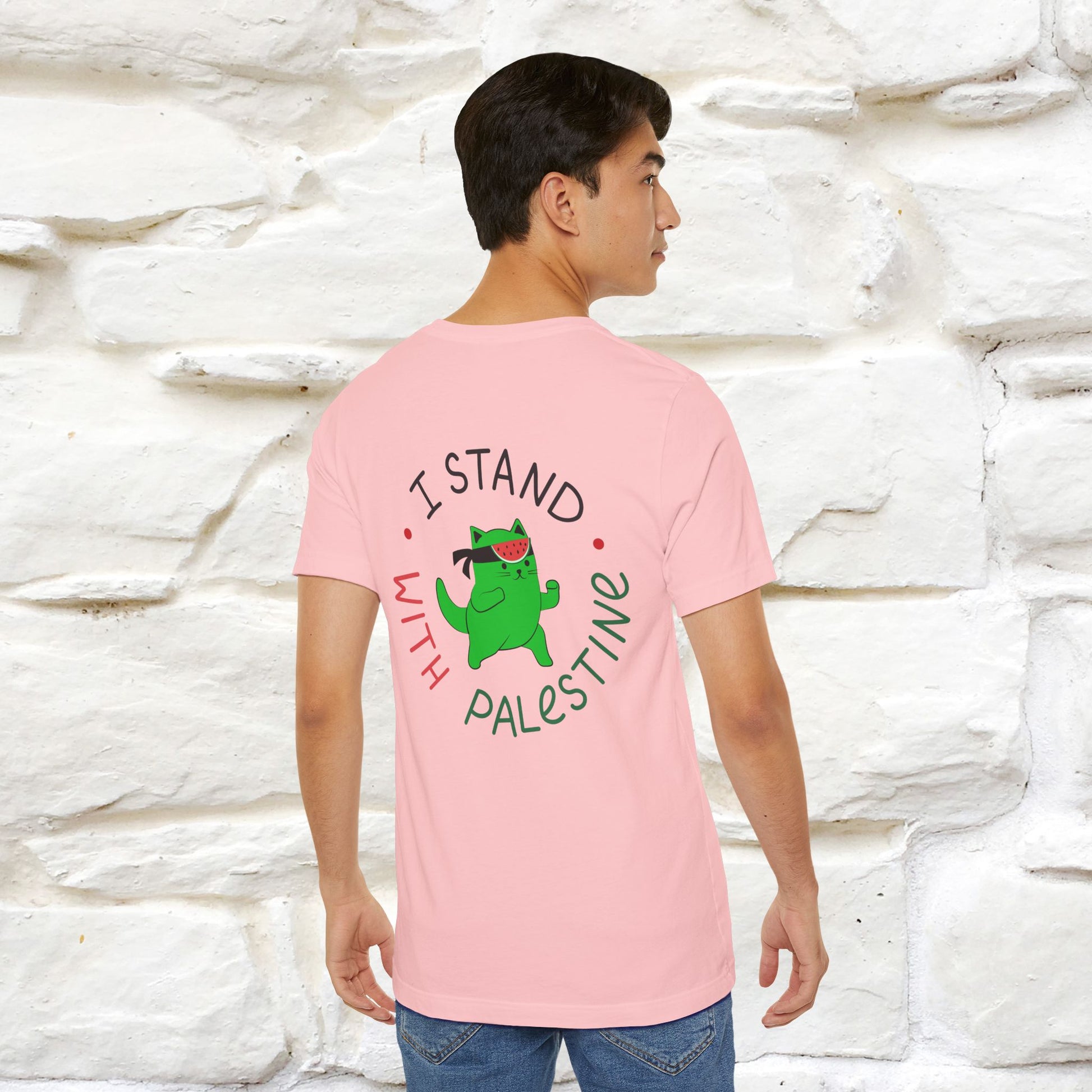 "I Love Palestine" Cat T-shirt | Front & Back Design |Nunu&Miao Studio - Nunu&Miao Studio